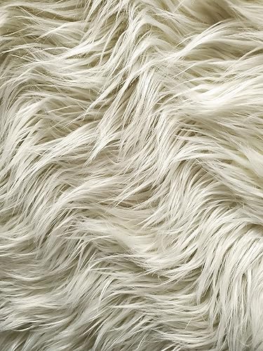 The Yard - Tela de piel sintética de pelo largo de oveja mongol, 64 pulgadas de ancho, vendido por The Yard (marfil)