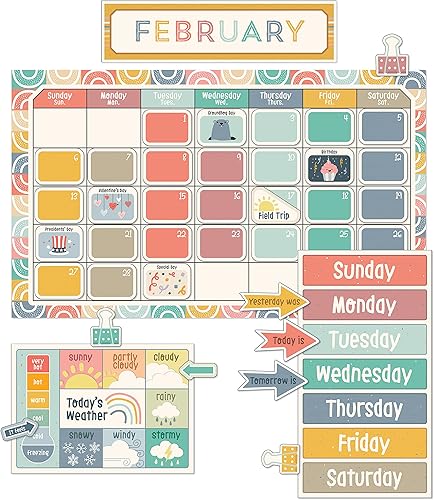 Carson Dellosa We Belong - Juego de 137 piezas de calendario de pared, encabezados mensuales, días festivos, cumpleaños, cubiertas de números,