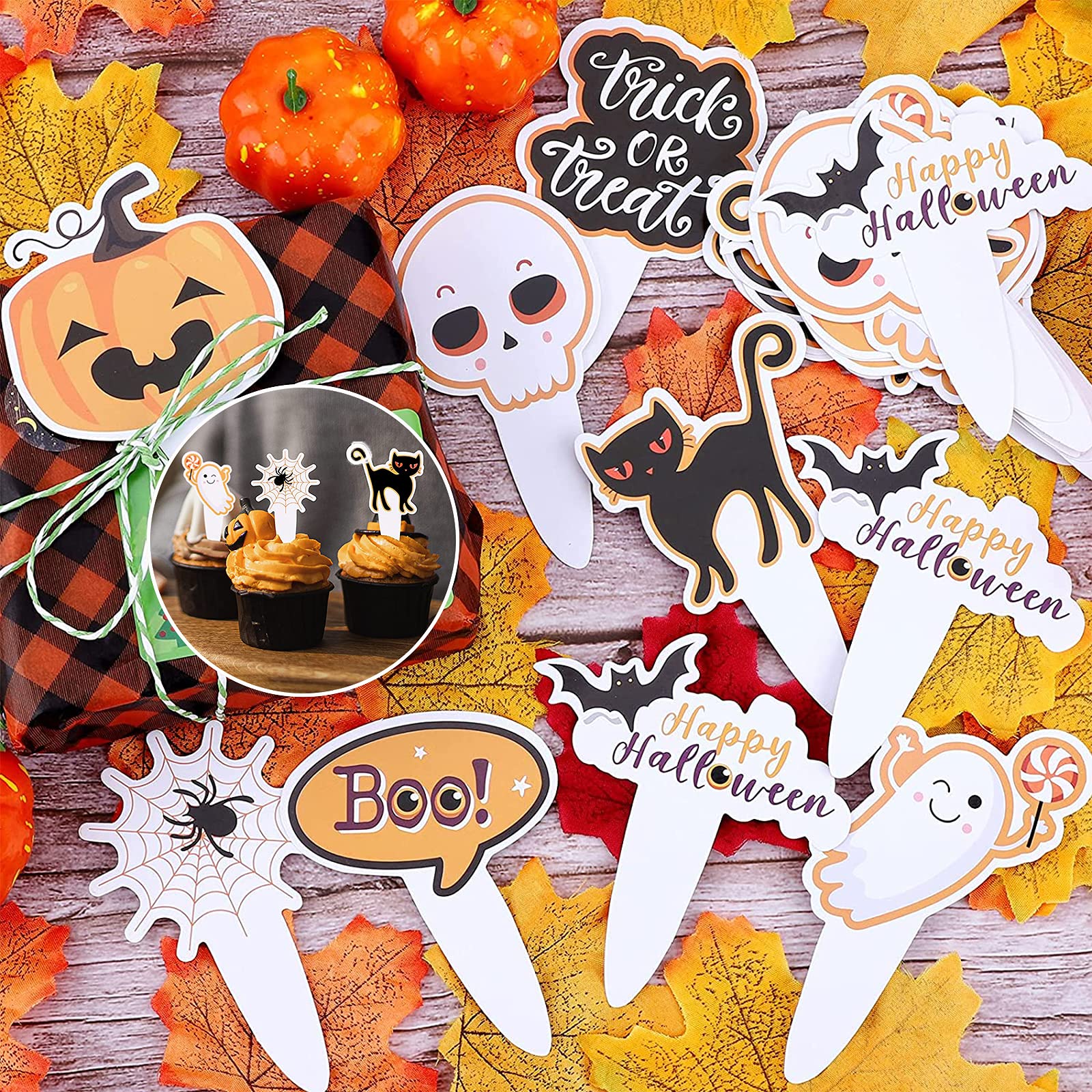Halloween Cupcake Förmchen & Topper – 24-teiliges Set Mit Geistern, Fledermäusen, Kürbissen Für Die Party-Deko