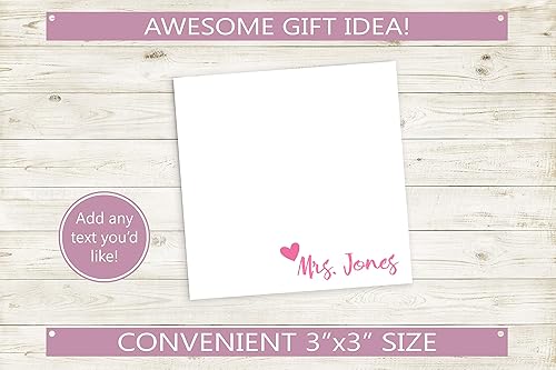 Miniatura 2 de Notas adhesivas personalizadas con corazón y nombre, 3 x 3, color rosa, diseño divertido, personalizable, nombre personalizado, agradecimiento al