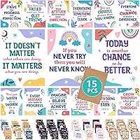 Vista 11 de Decorably 15 pósteres inspiradores de confeti para aula, 11 x 14 pulgadas, decoración de laminado mate, para escuela, pasillos, tablones