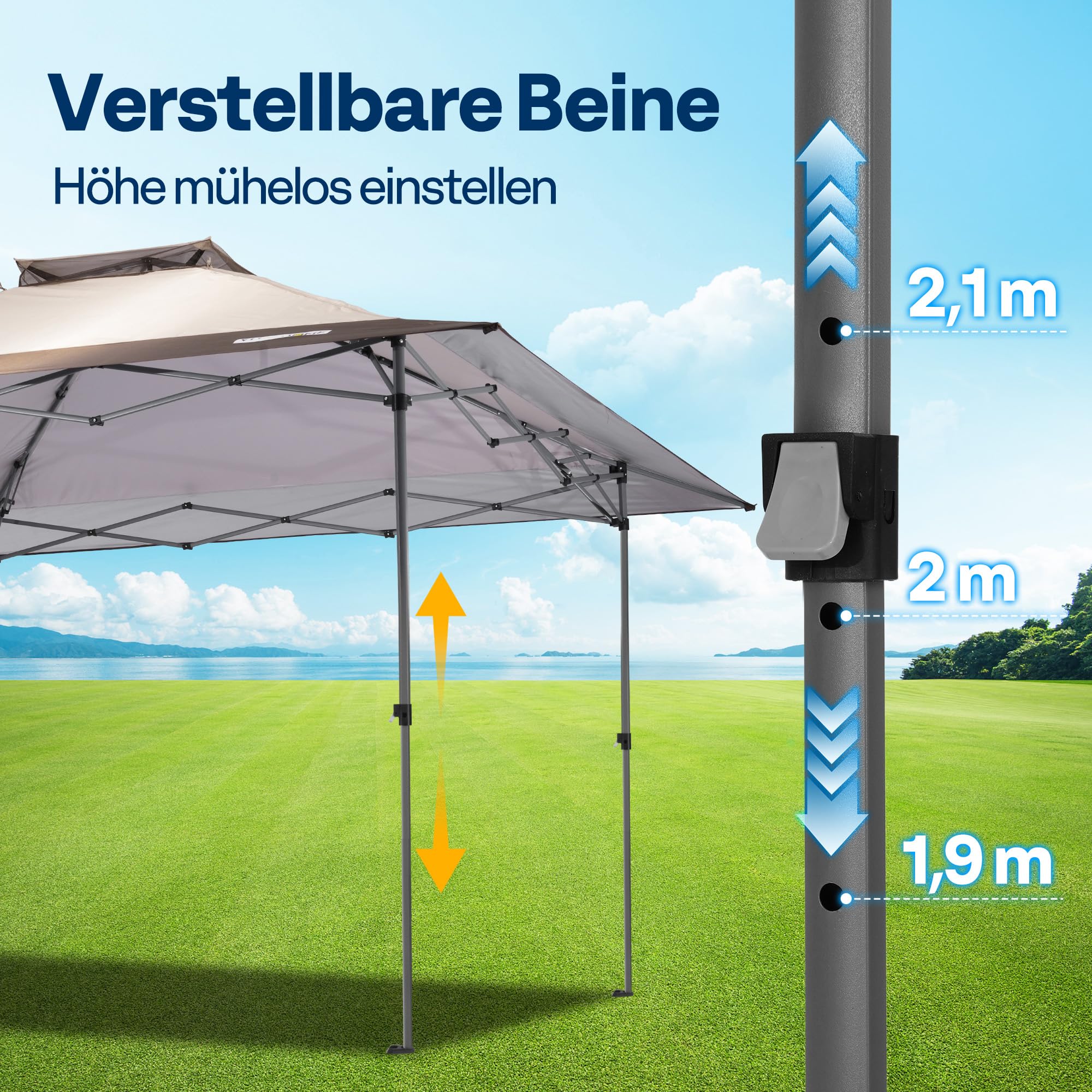 VIVOHOME Pavillon 3 x 3 m Zelt für Außenbereich wasserdicht mit Moskitonetz tragbare Rolltasche für Hof Camping Picknick Partys und Veranstaltungen
