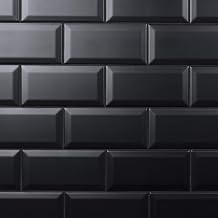 SomerTile WEB3CHBMB Crown Heights Beveled Ceramic Wall, 3" x 6", Matte Black Tile, 44 Piece