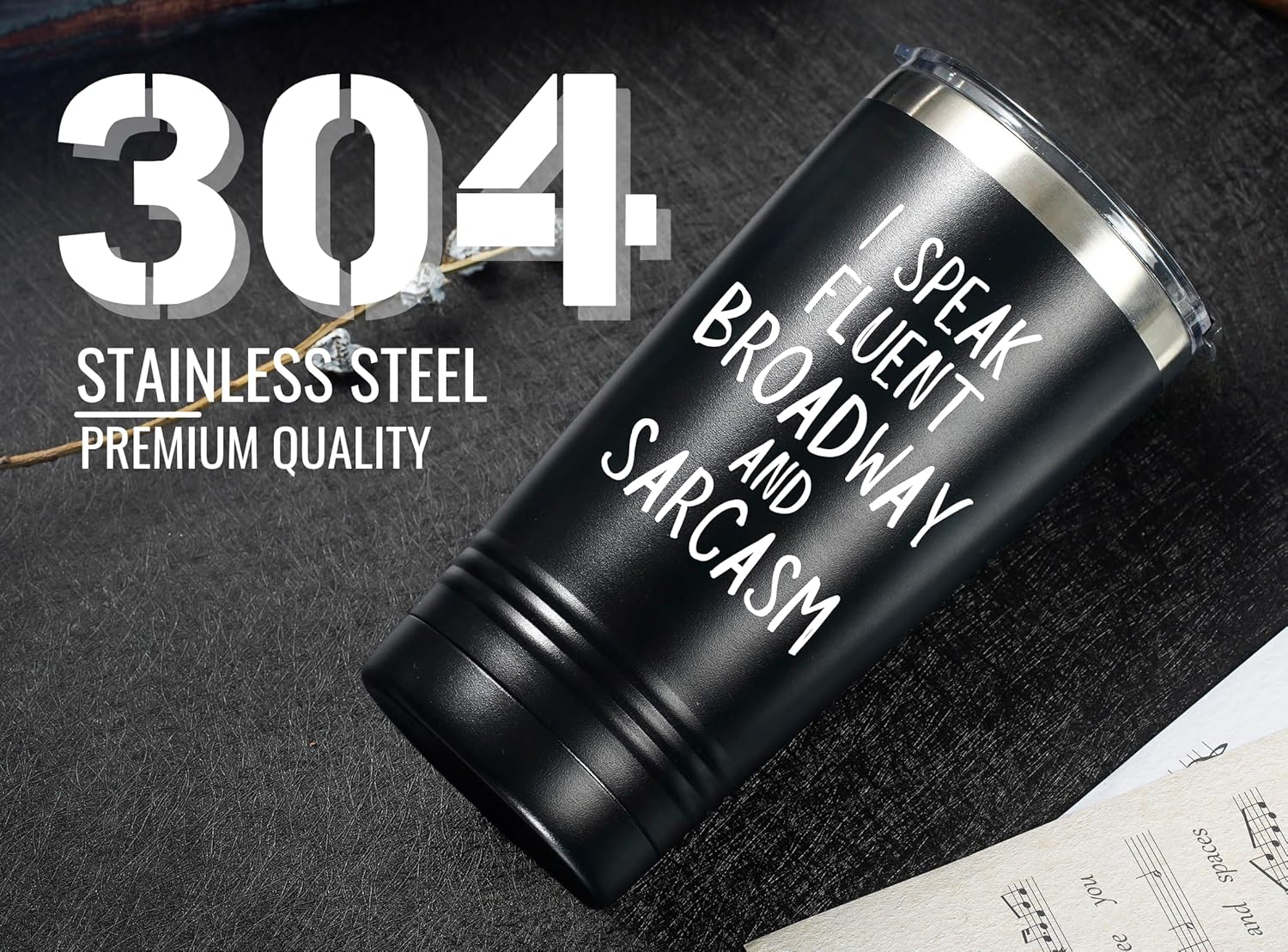 Onebttl Broadway Musical Tumbler, 20oz Insulated Stainless Steel, Black - Theater Gift for Actors & Musicians on World Theatre Day - Image 4