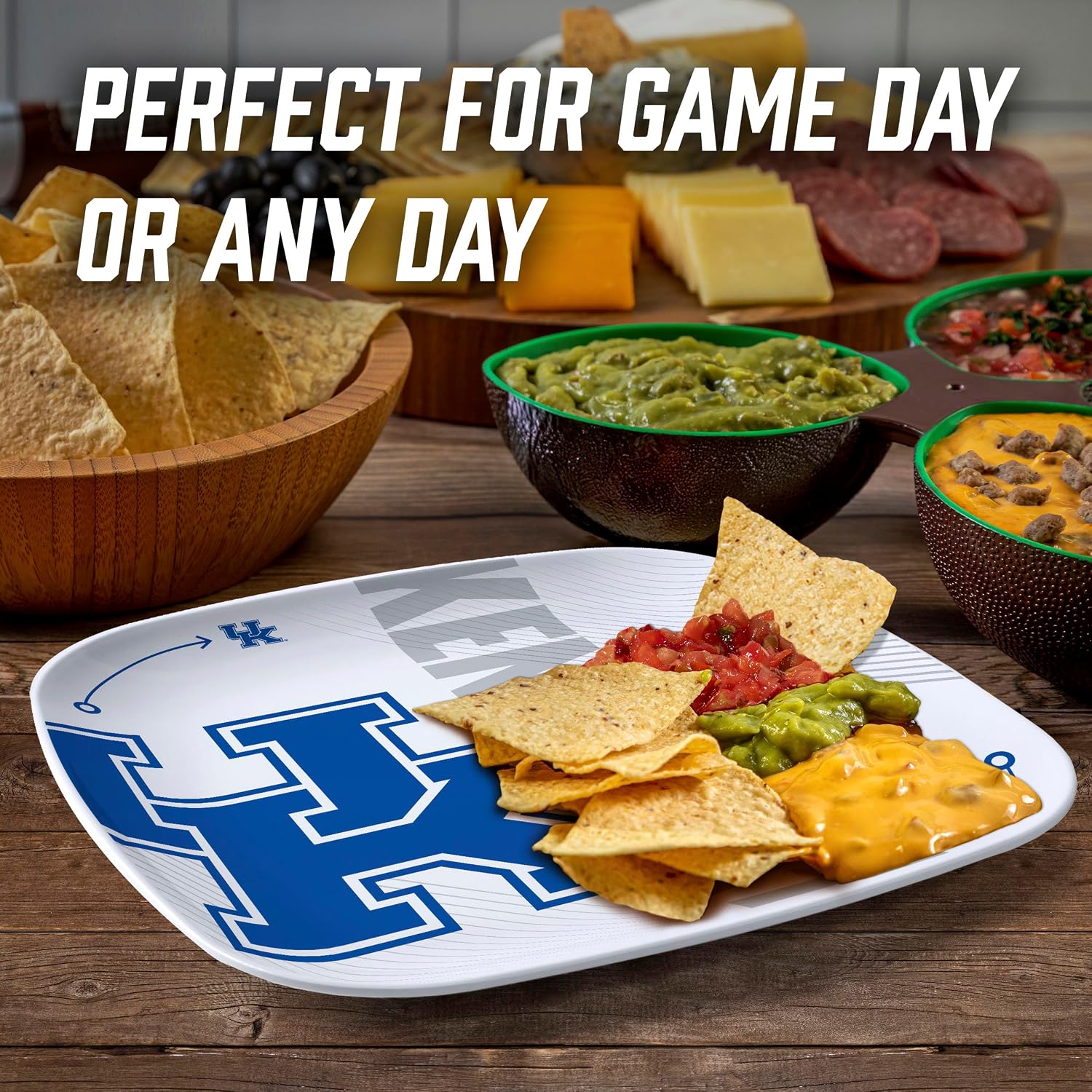 YouTheFan Officially-Licensed NCAA Large Party Plate - 10.25” x 10.25” - 100% Melamine, Dishwasher Safe, BPA Free - Fan Gift for Snacks, appetizers and Food