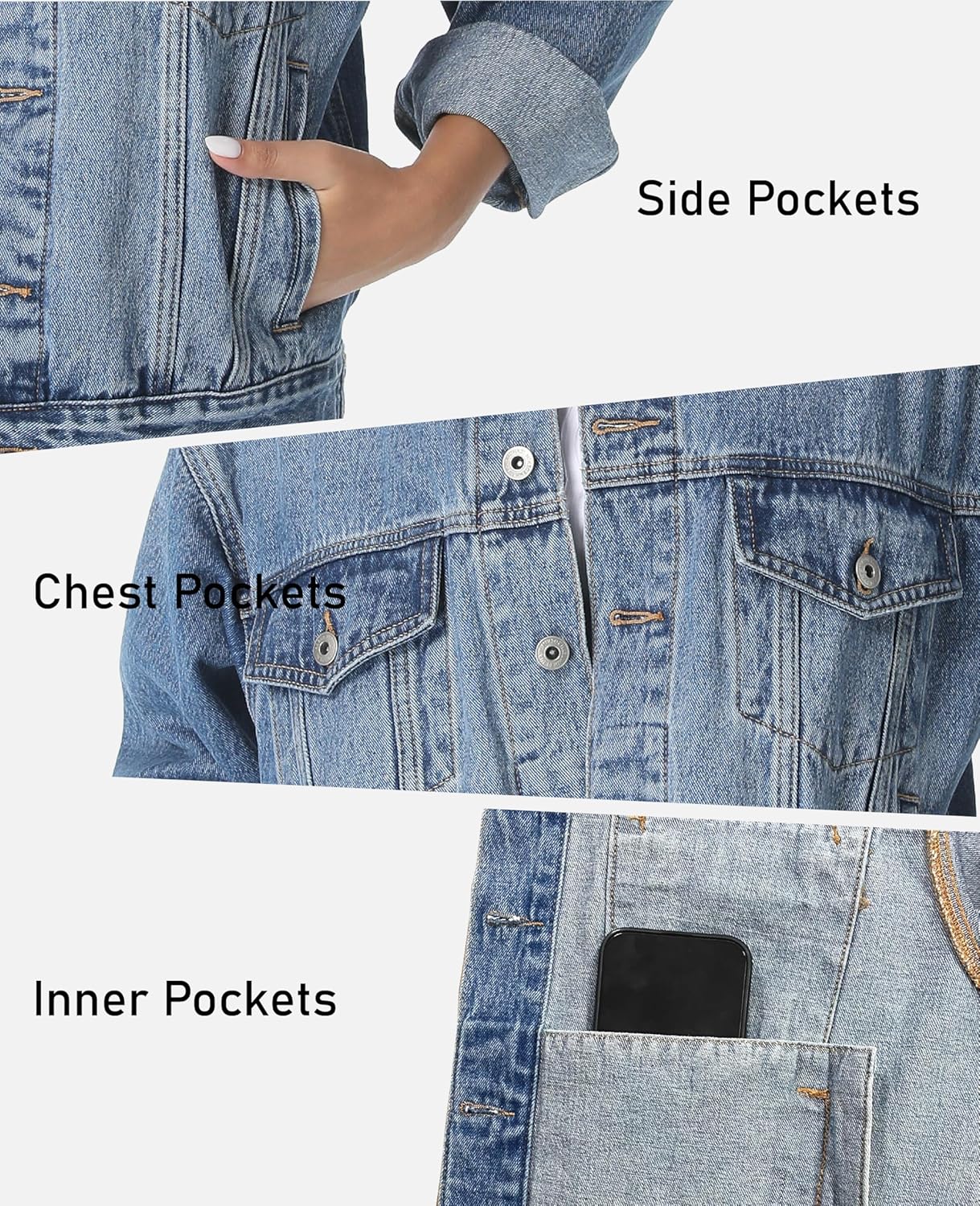 Women's Denim Jackets Long Sleeve Loose Fitted Jean Jacket Coats with Pocket 2025 - Image 4