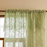 Vista 11 de WUBODTI Cortinas de encaje blanco de 72 pulgadas con cenefas, 2 paneles, cortinas transparentes bordadas florales con bolsillo para barra, cortina