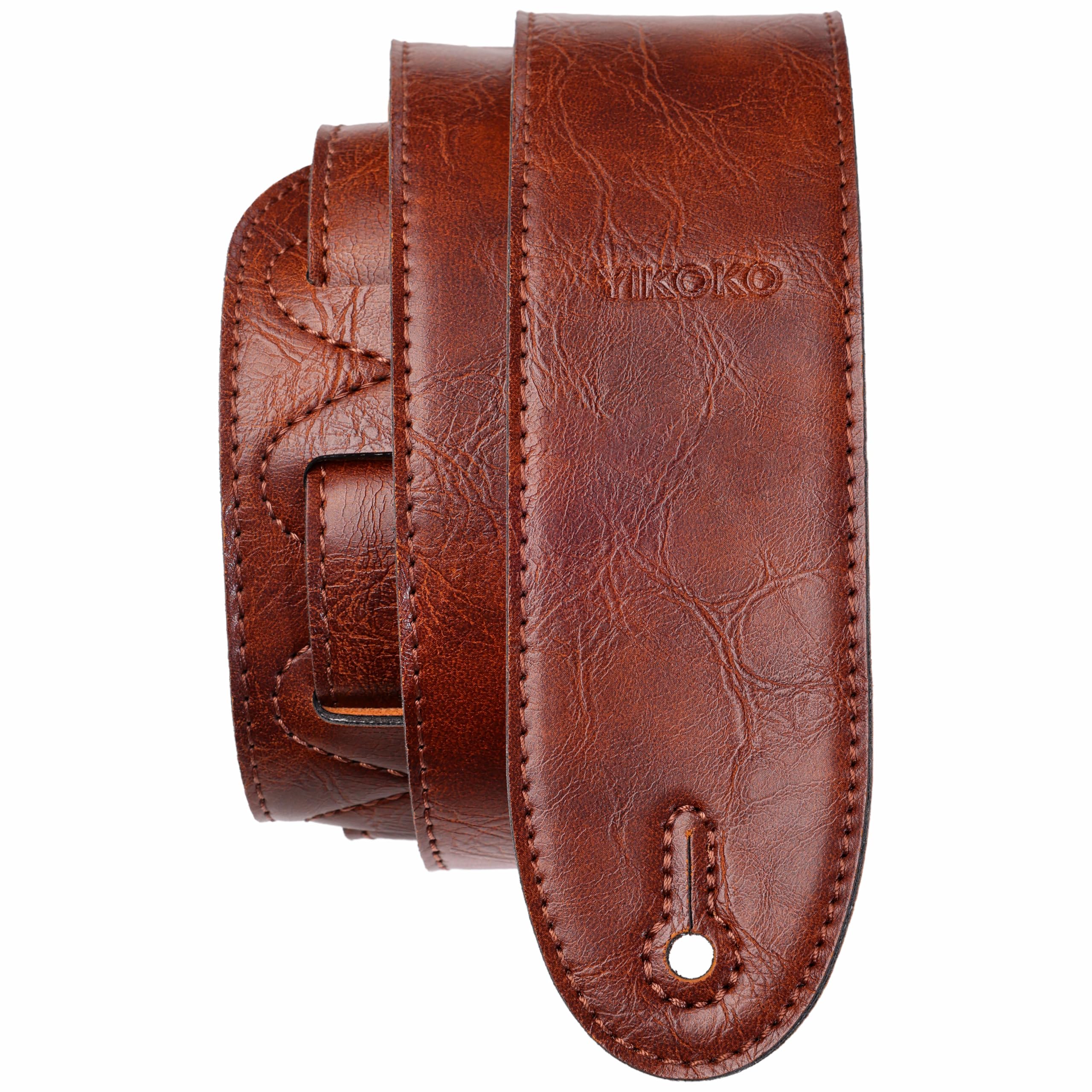 YIKOKO Guitar Strap 2.17", Soft Lightweight Apparel Leather Guitar Straps, Adjustable, Re…