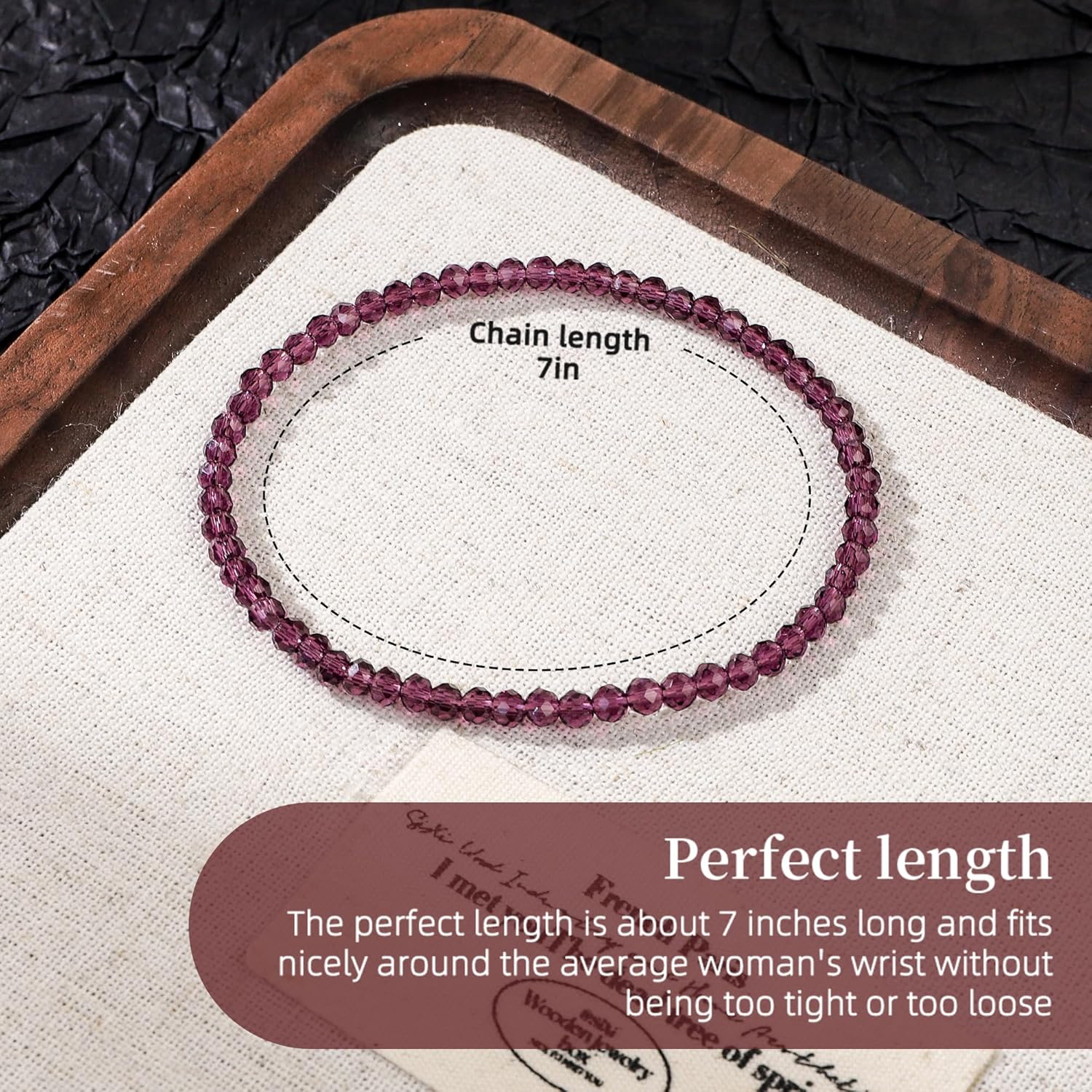 HANGINTHERE Crystal Bracelets for Women, 3mm Crystals, 7 Inches, 0.1 Ounces, Gift Jewelry Velvet Bags - Image 5