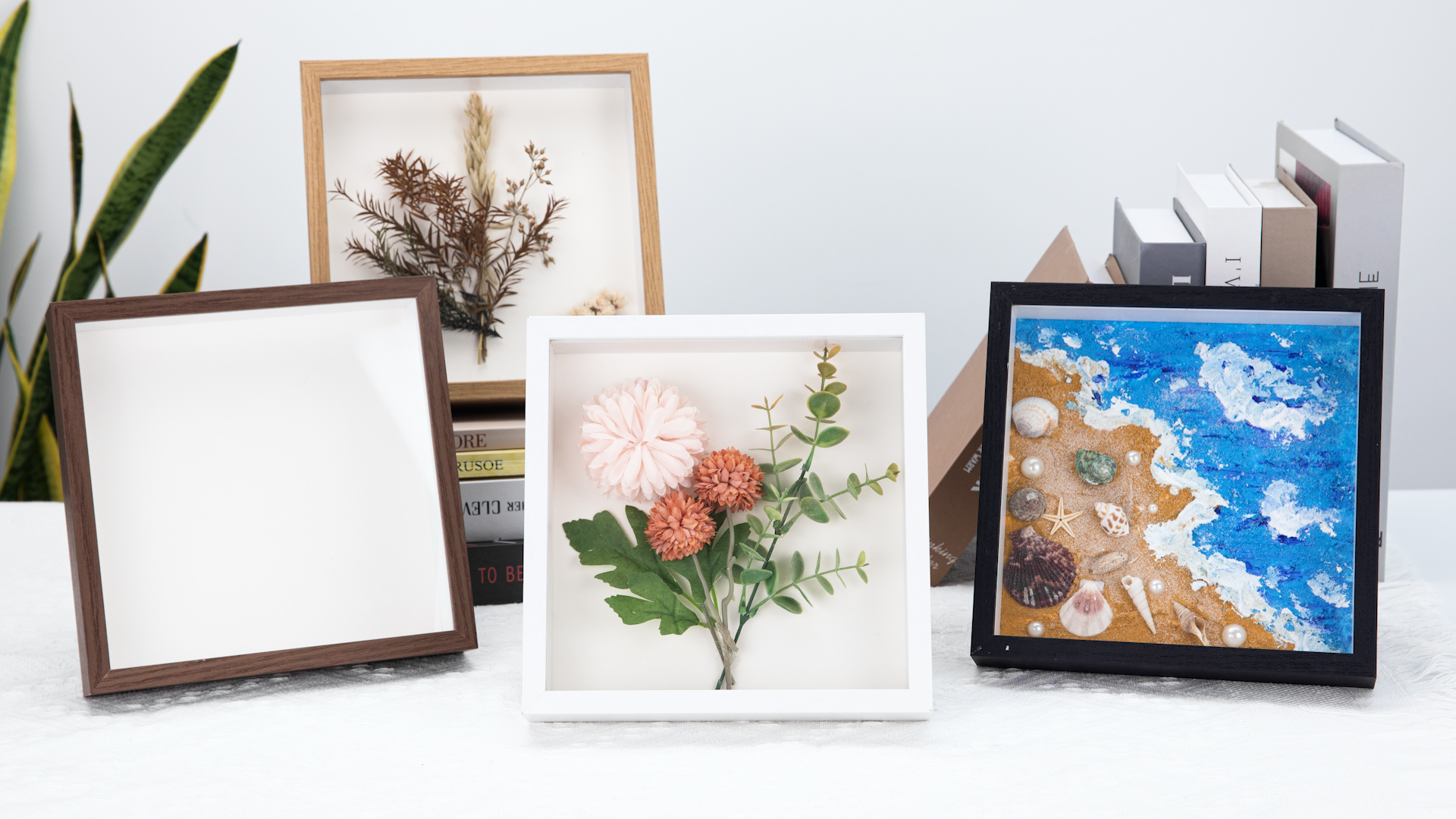 Cornice 3D Profonda KYYGKY 19,7x19,7cm - Bianca, In MDF, Profondità 3 Cm, Per Fiori Secchi E Souvenir