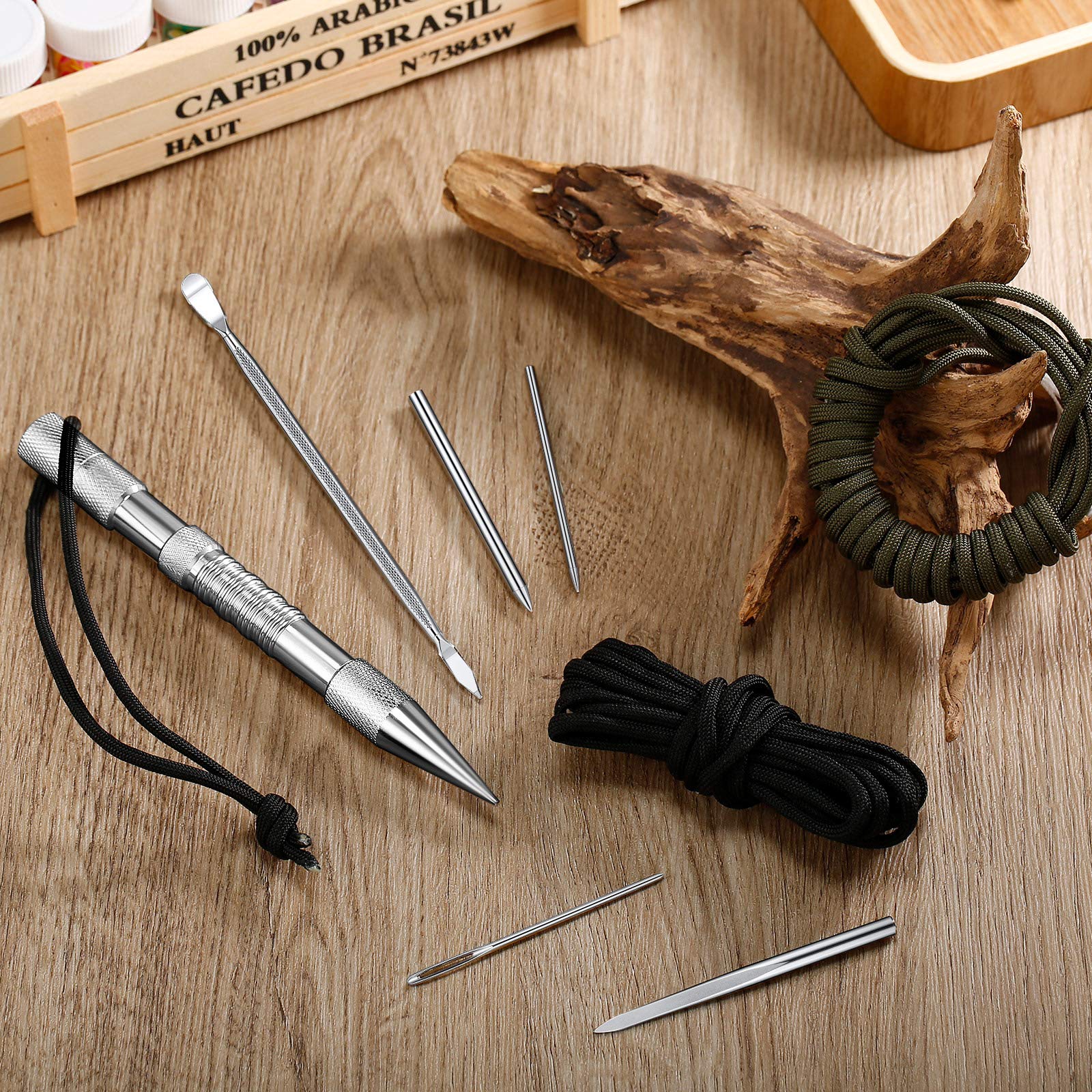 Stainless Steel FID Set Paracord Stitching Set Paracord FID Marlinspike Set Including Paracord