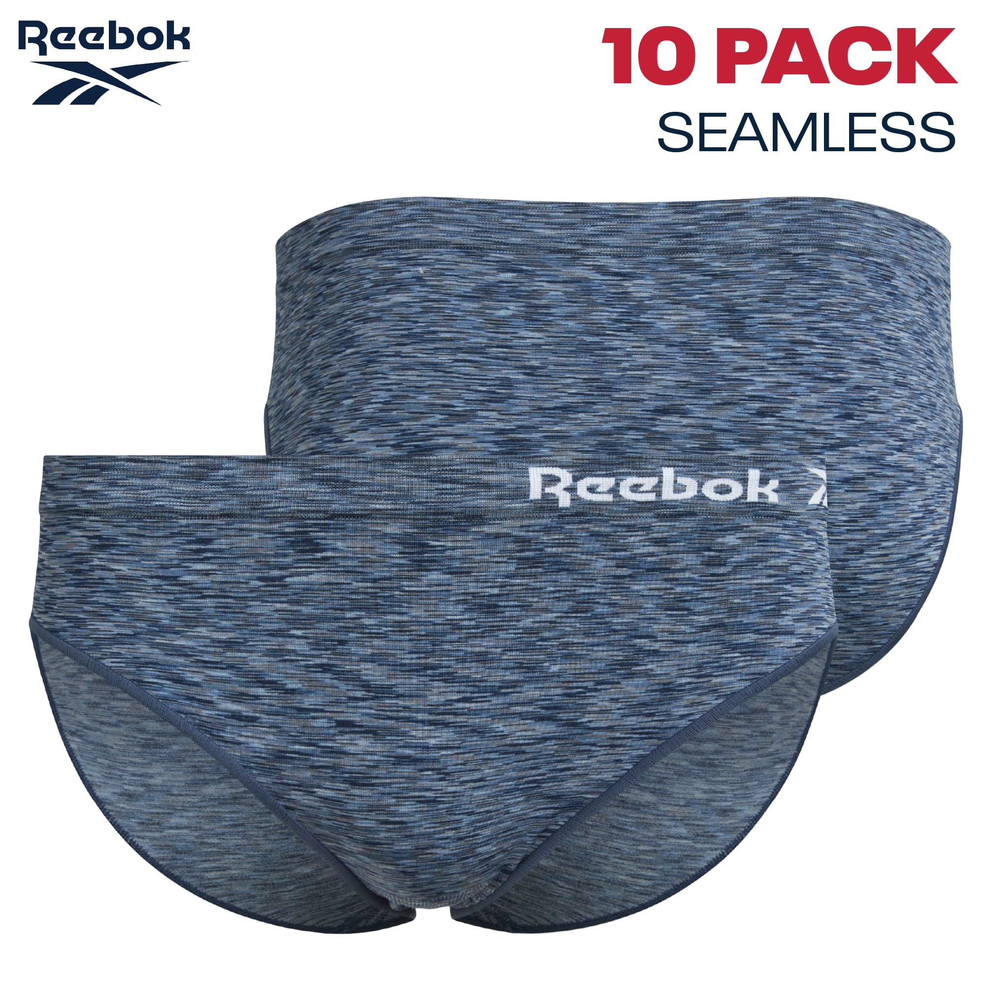 Reebok Slip bikini da donna, confezione da 10 slip elasticizzati senza cuciture, biancheria intima traspirante da donna (S-XL)