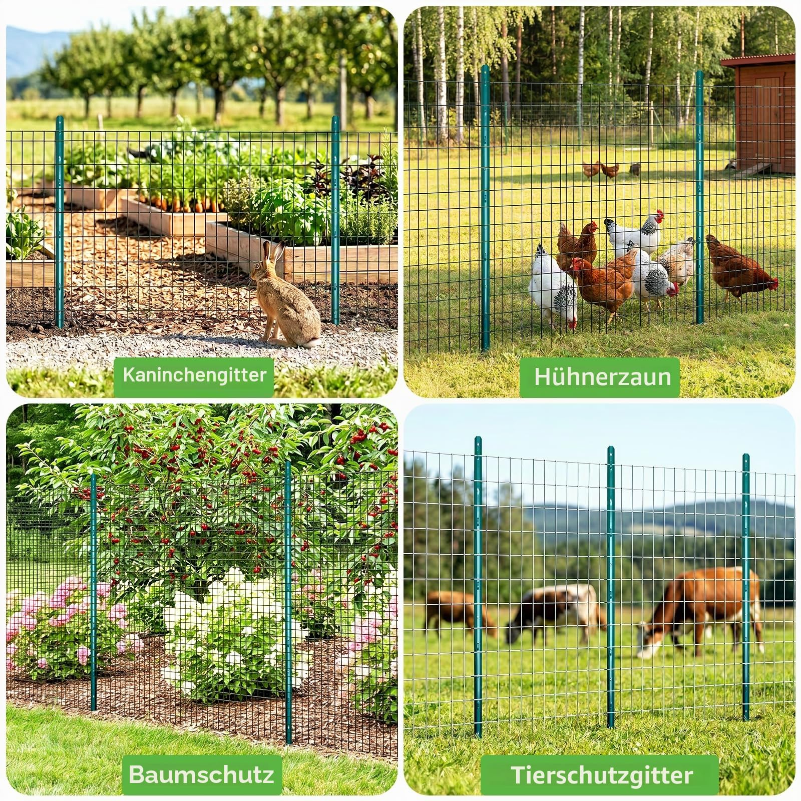 Thealyn U-Pfosten Set 10 Stück 121 cm für Gartenzäune Zaunpfosten, Robuste Metallpfosten Stahl für Hühnerställe, Gärten, Gärtnereien