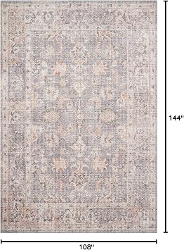 Loloi Skye Grey/Apricot 9'-0 x 12'-0 Area Rug | SKY-01 Printed Approx. 9x12 Living room Dining room Bedroom, Timeless, Classic, Textured, Old-World, Area Rug