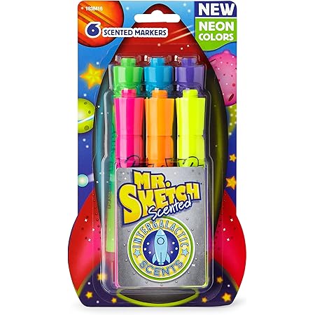 Amazon Com Mr Sketch Scented Markers Chisel Tip Intergalactic Neon 6 Count Office Products