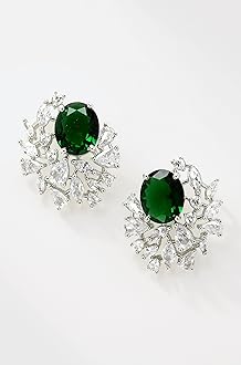 Women Green American Diamond Stud Earrings