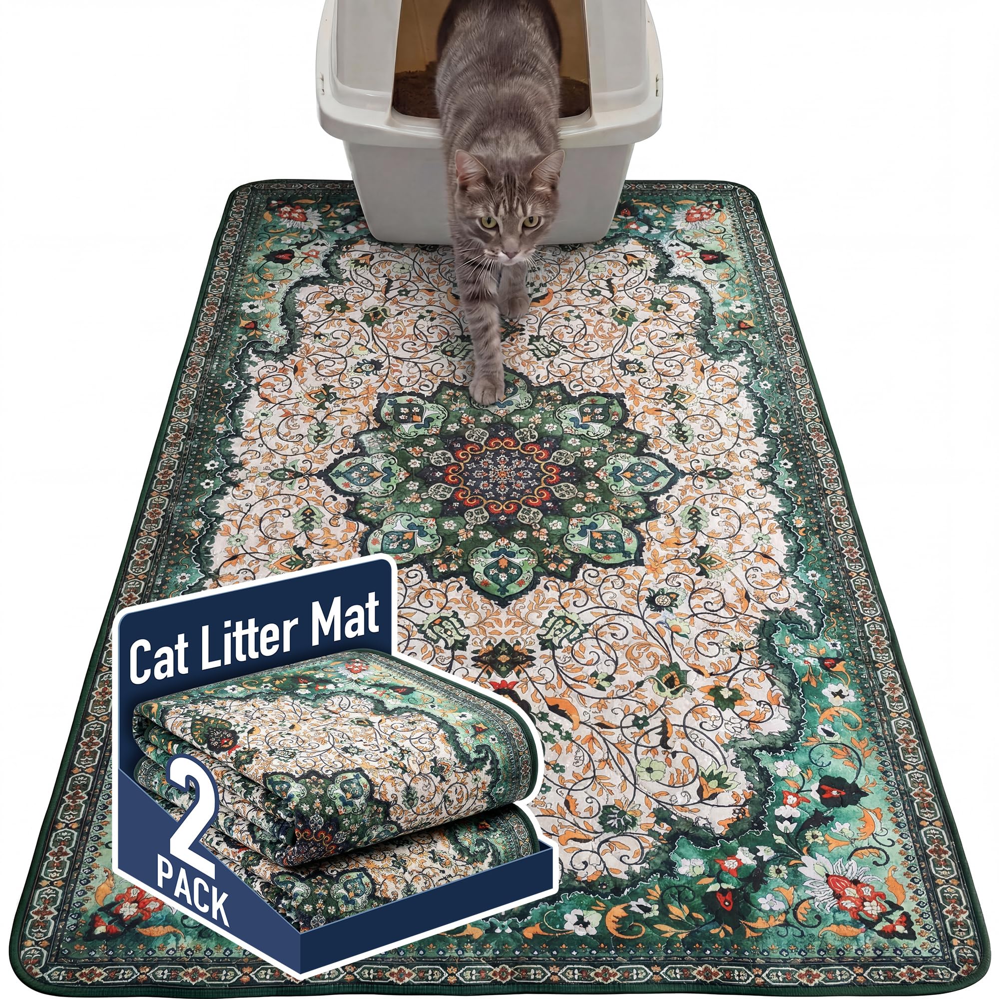 Hompet Lot de 2 tapis hygiéniques réutilisables pour chiens, antidérapants et lavables pour le sol, 89,9 x 152,4 cm, vert