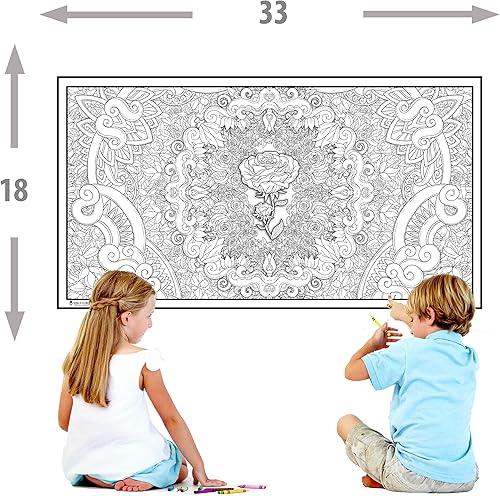 Miniatura 7 de Young N Refined Paquete de 2 pósteres gigantes para colorear de flores y collages de mandala, versión enrollada (18 x 33)