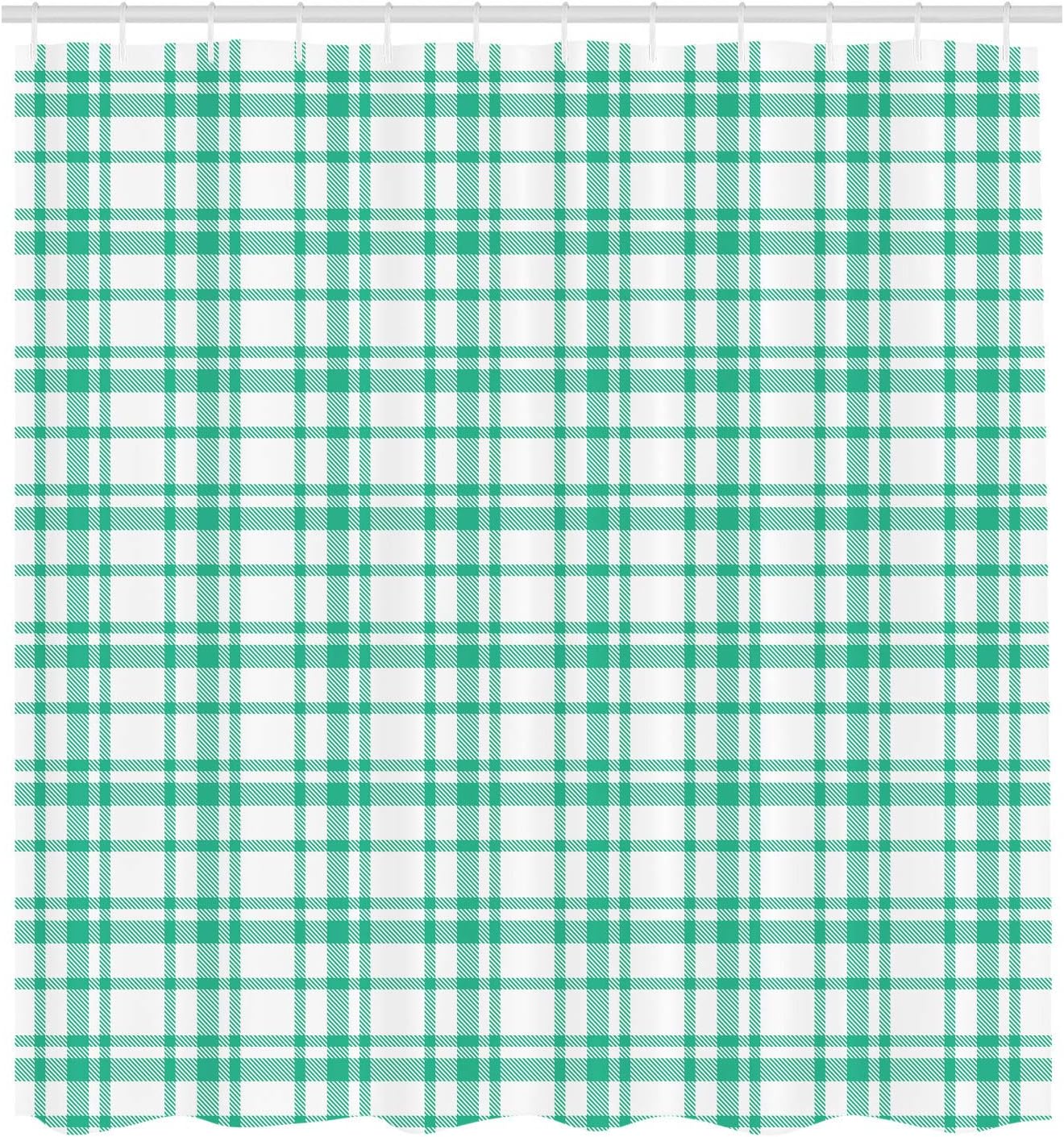 Ambesonne Retro Shower Curtain, Vintage British Tartan Pattern Classic Checkered Minimalist Fashion Artisan, Cloth Fabric Bathroom Decor Set with Hooks, 69" W x 75" L, Seafoam White