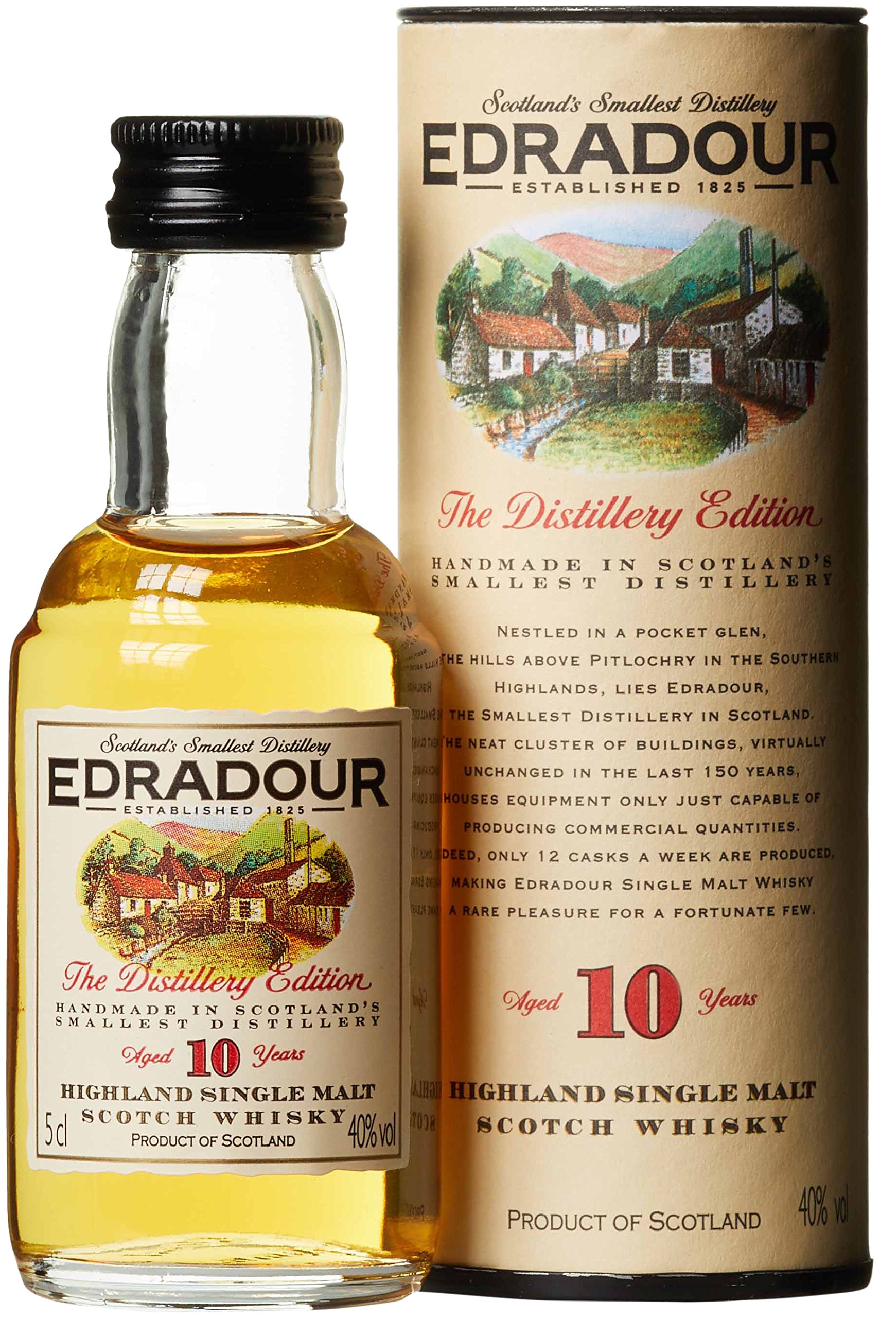 Edradour 10 Jahre Highland Single Malt (1 X 0.05 L) 10 Jahre Highland Single Malt | Whisky | 1X0.05l | Schottland | Reifung In Sherry-Fässern | Aus Der Legendären Destillerie | Mild product image