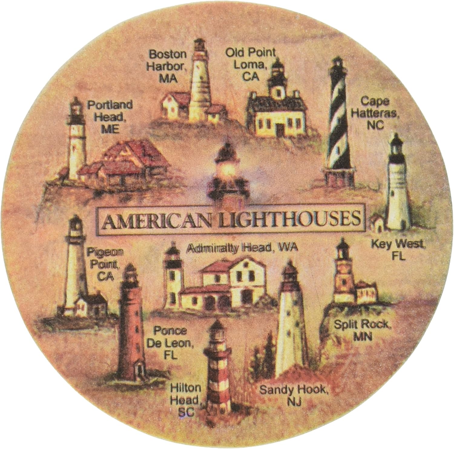 🛒 Crazy Deals Thirstystone Stoneware Lighthouses Coaster, Multicolor