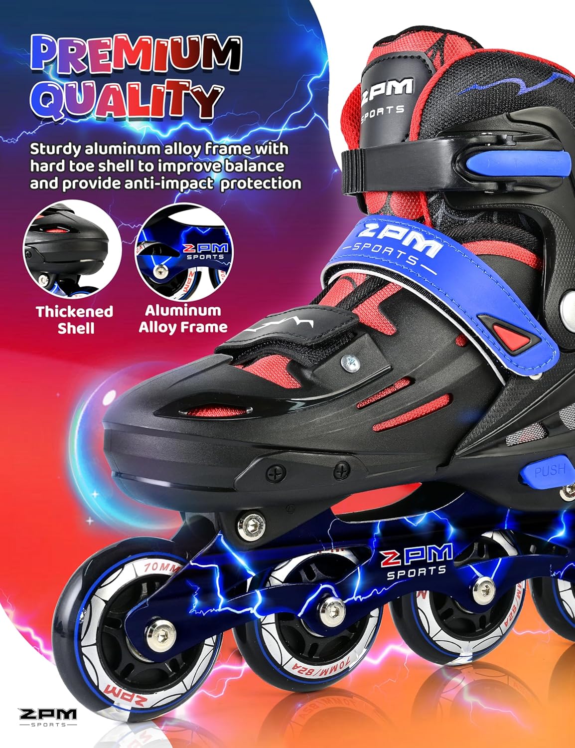 2PM SPORTS Inline Skates for Kids Boys Girls Ages 5-8 8-12 3-5 4-8 6-12 with Light Up Wheels, Adjustable Children's Roller Skates Blades for Toddler Beginner Youth Indoor Outdoor