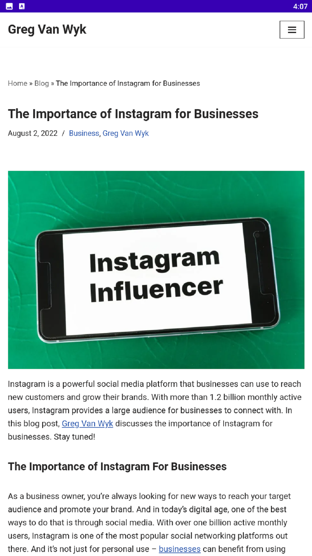 Greg Van Wyk Grant App on Amazon Appstore