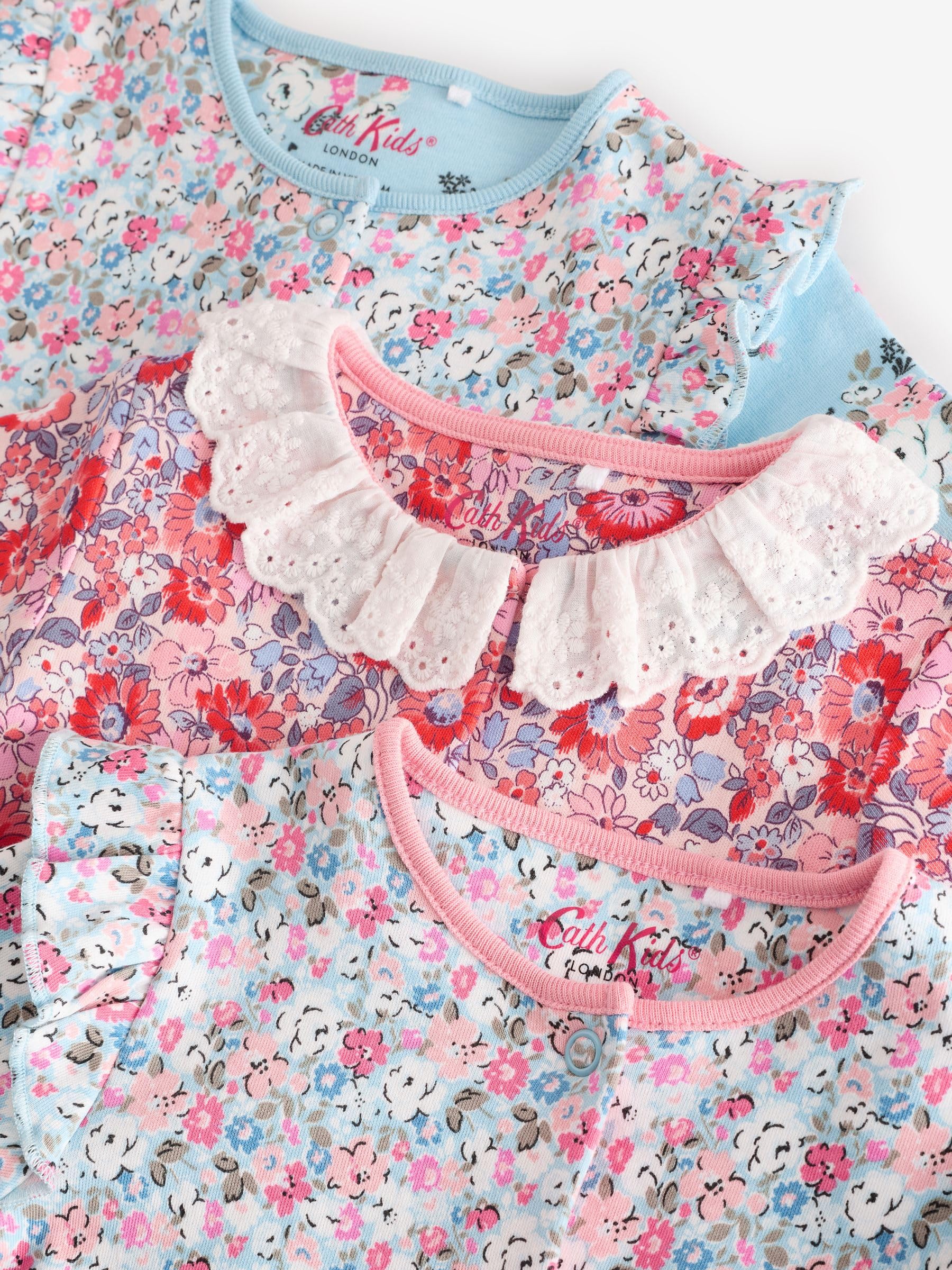 NEXT Baby Mädchen Cath Kidston Florale Babyschlafanzüge aus 100% Baumwolle, 3er-Pack