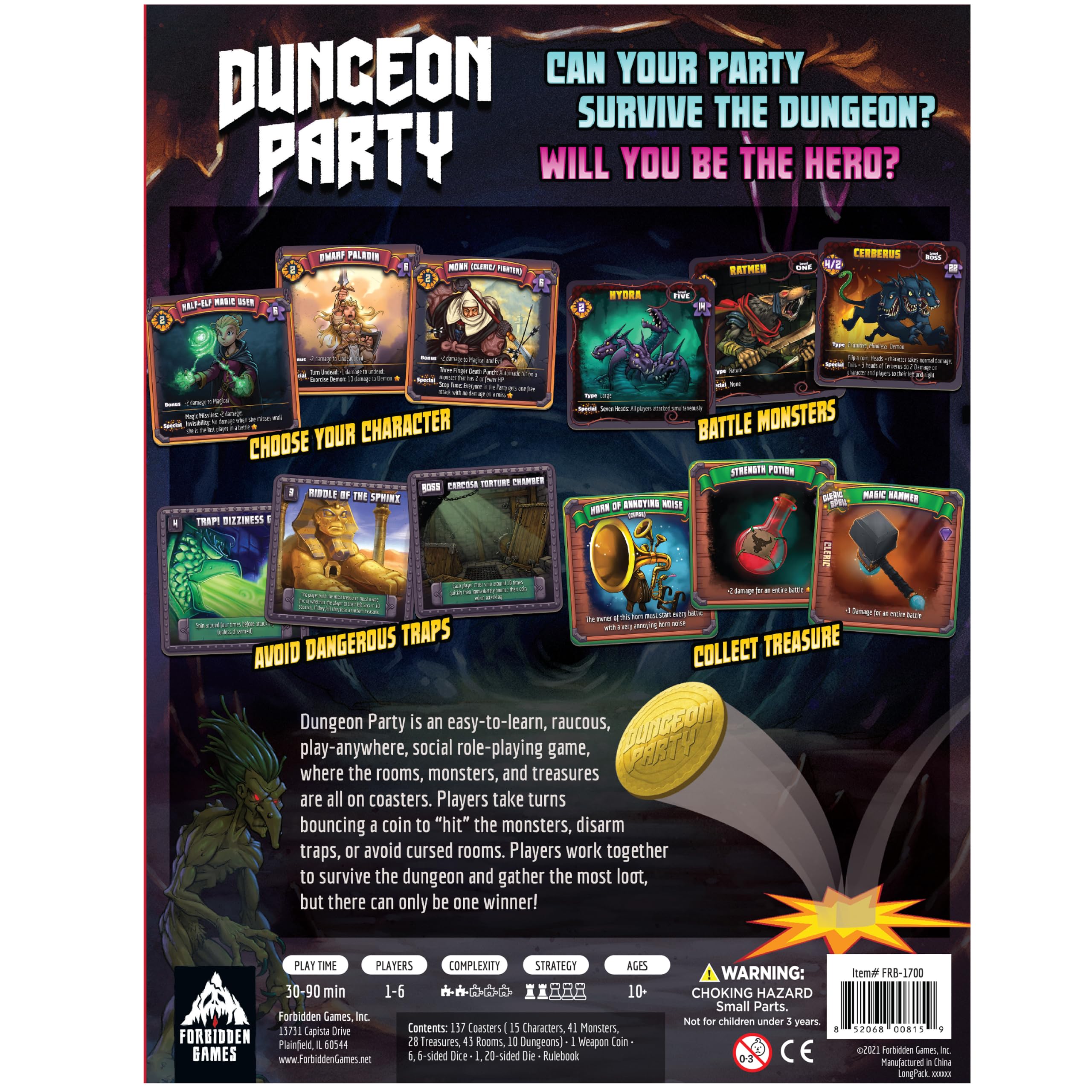 Dungeon Party - Gioco da tavolo di strategia di Forbidden Games, dai 6 anni in su