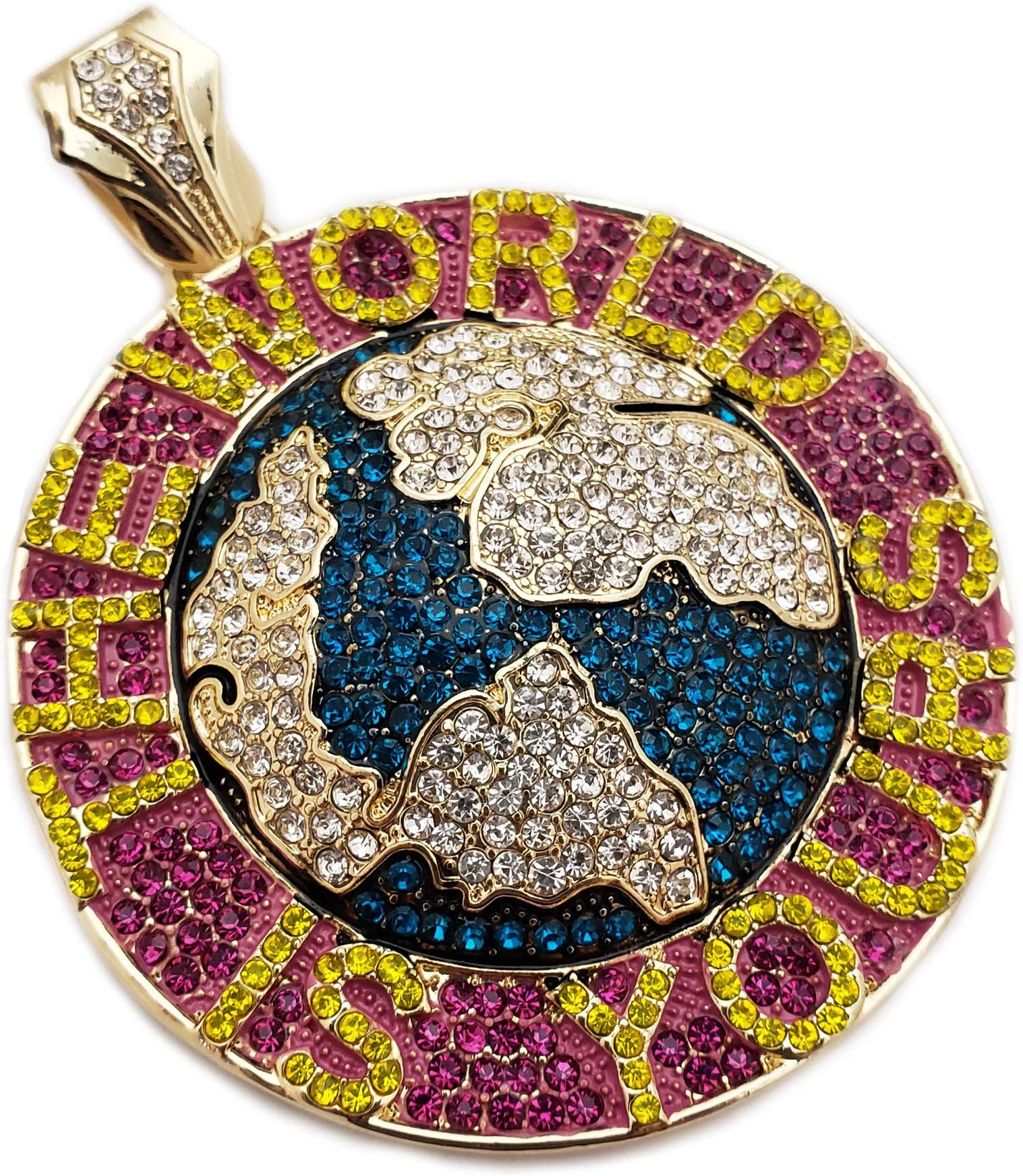 Hip HOP ICED The World is Yours LAB Diamond Charm Large Pendant