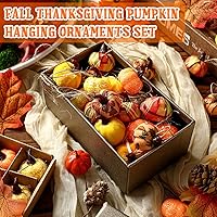 Vista 3 de Leinuosen 49 adornos colgantes de calabaza de otoño para árbol, adornos de Acción de Gracias, tela de otoño, calabaza para cosecha de granja, Acción