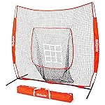 GoSports 7 ft x 7 ft Baseball & Softball Practice Hitting & Pitching Net with Bow Type Frame, Carry Bag and Strike Zone, Great for All Skill Levels