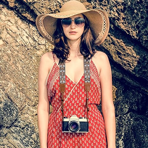 Miniatura 156 de Padwa Lifestyle Correa de cámara a rayas, de 1.5 pulgadas, suave tejido de cuerda de algodón, correa de hombro para fotógrafos y todas las cámaras