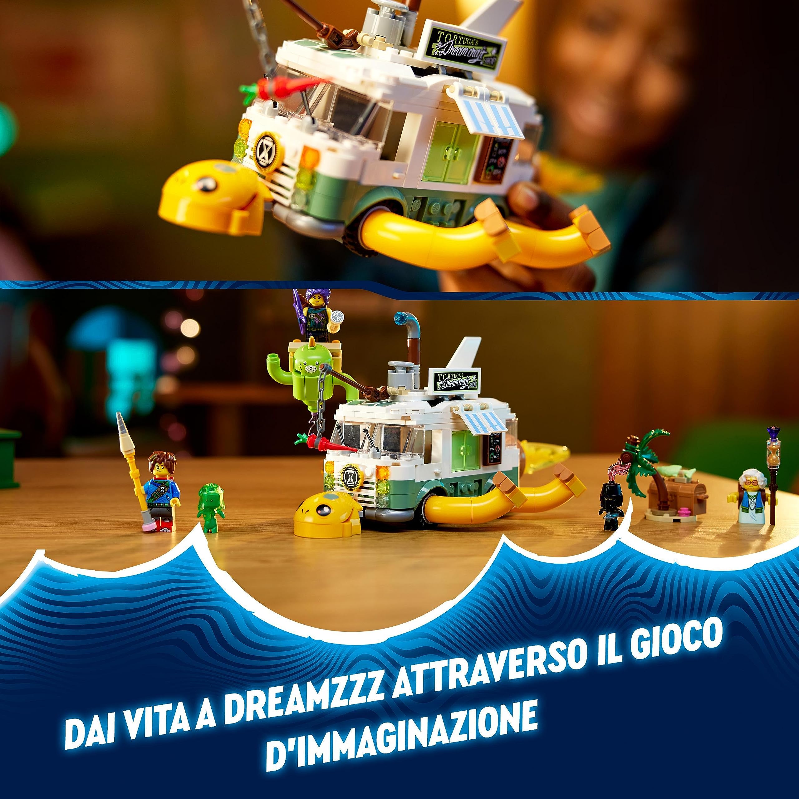 LEGO DREAMZzz 2 in 1 Il Furgone Tartaruga della Signora Castillo, Camper Giocattolo da Costruire in 2 Modi, Giochi per Bambini da 7 Anni con Personaggi di Mateo, Zoey e Z-Blob dalla Serie TV 71456