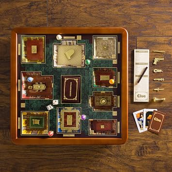 WS Game Company Clue Luxury Edition Board Game for 3-6 Players | Luxurious Wood Cabinet, 3D Rooms Under Glass, Metal Weapons, Weighted Movers, Faux Leather Storage, for Collectors & Adults