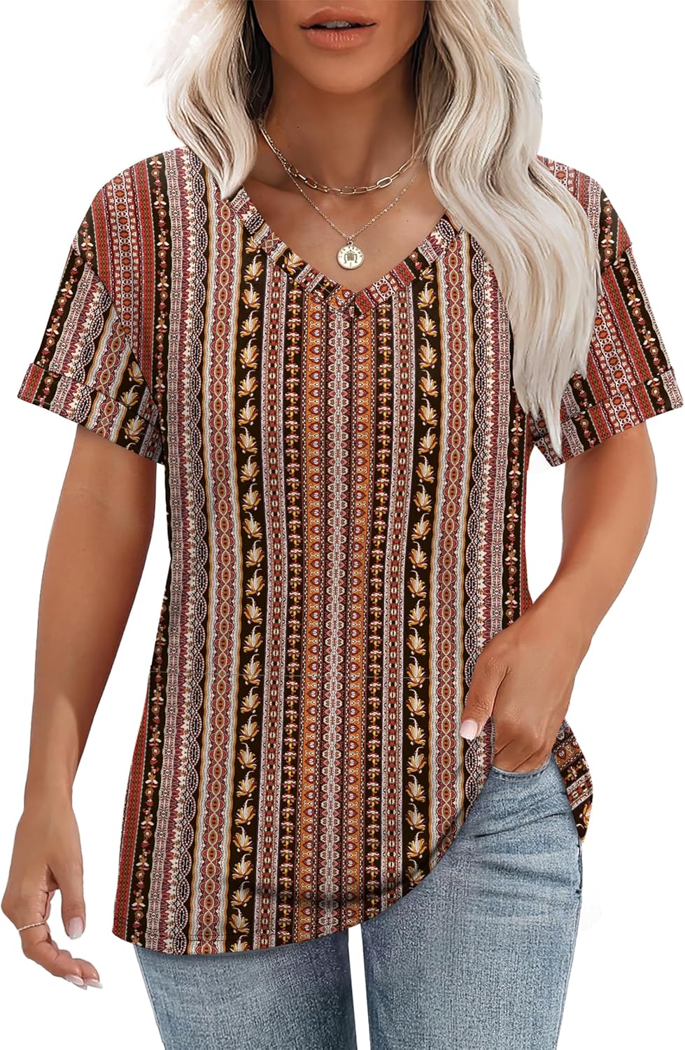 WEESO Womens T Shirts Short Sleeve Summer Tops Cute V Neck Casual Blouses - Image 2