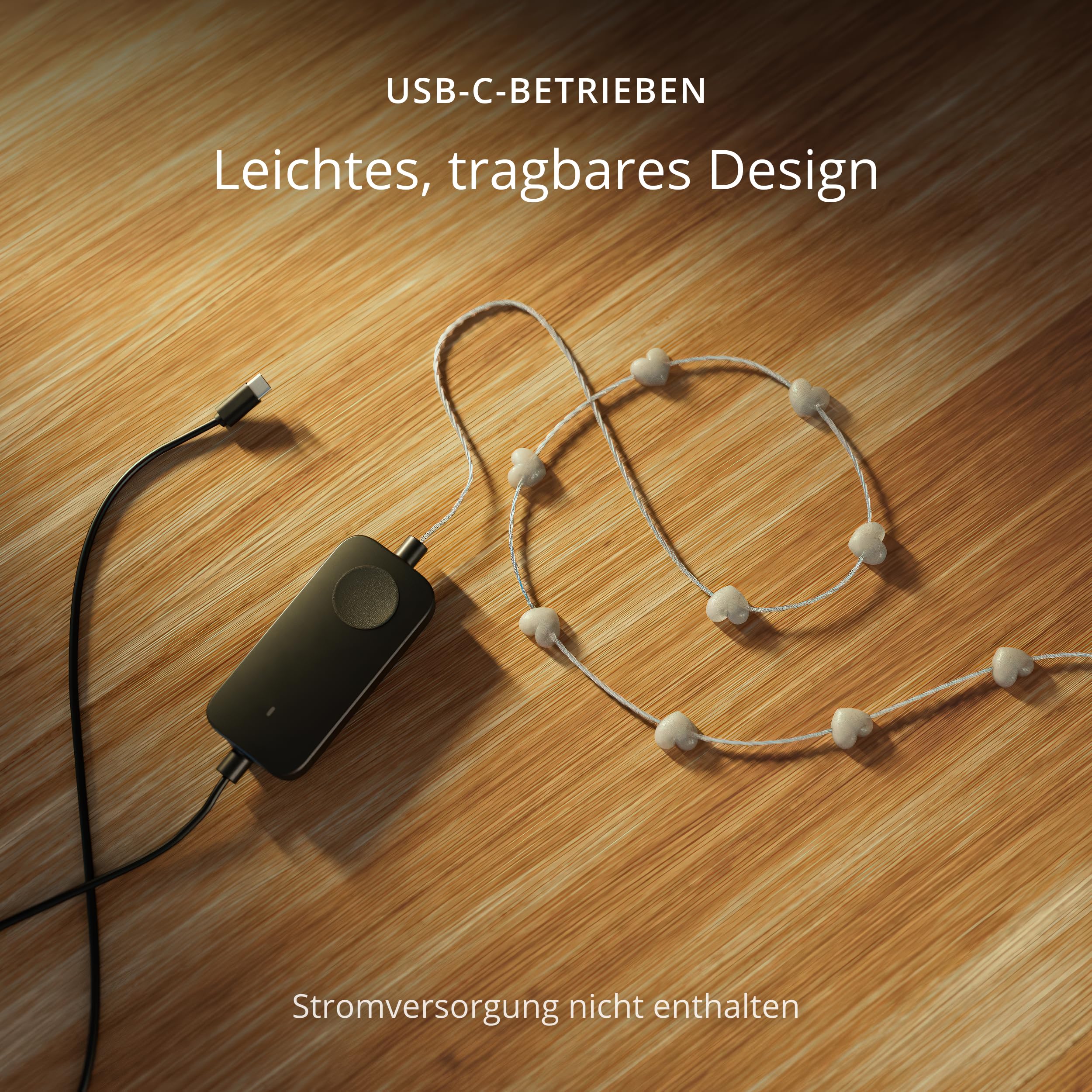 Twinkly Strings USB-C Hearts 100 LED, LED-Lichterkette in Herzform, RGB LED-Lichter Mehrfarbig, Lichter zum Valentinstag, Kompatibel mit Alexa und Google Home, USB-C, Transparentes Kabel, 6m