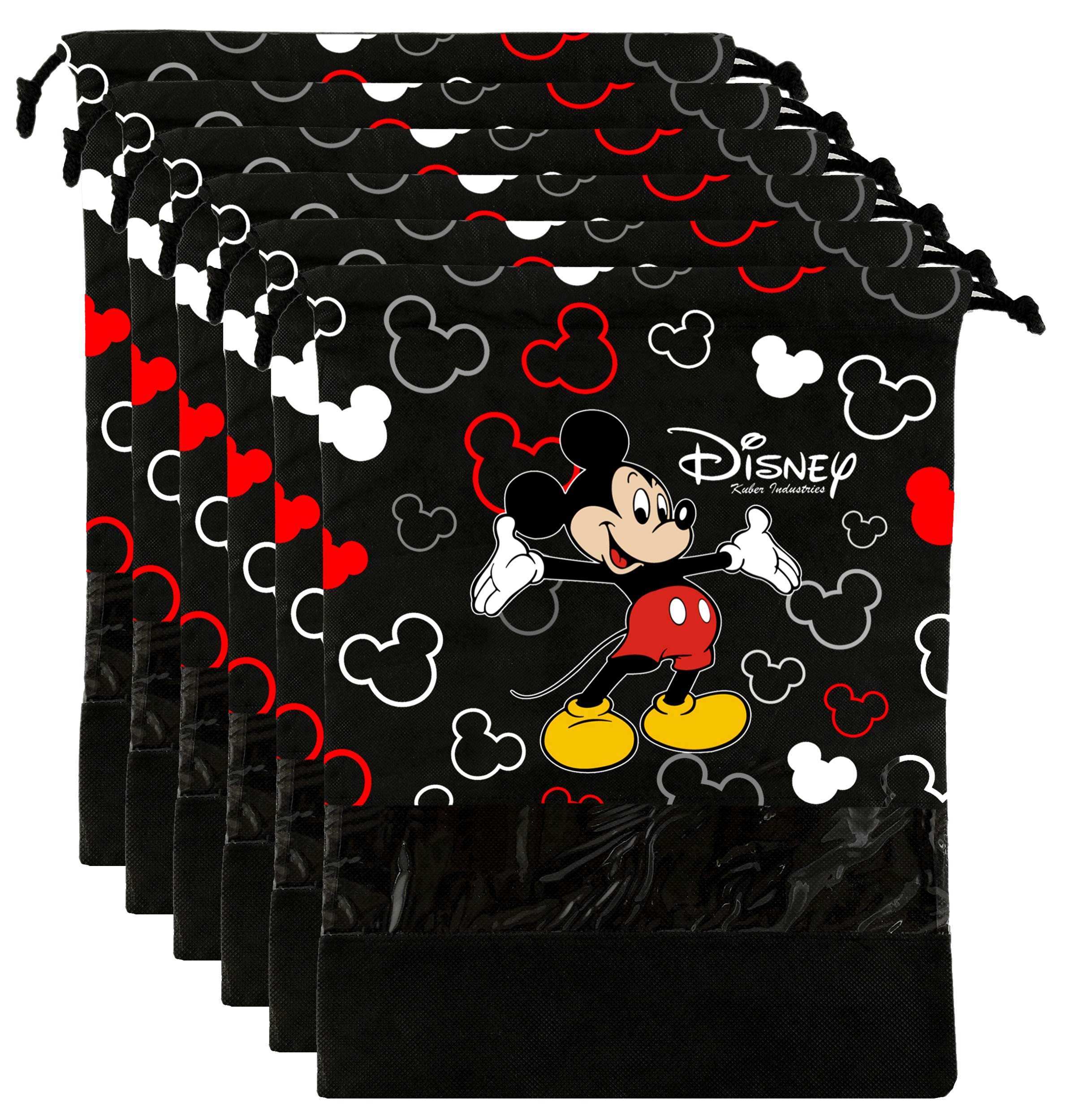 Kuber Industries Disney Mickey Print 6 Piece Non Woven Travel Shoe Cover, String Bag Organizer (Black) -HS_35_KUBMARTS17971-image-25