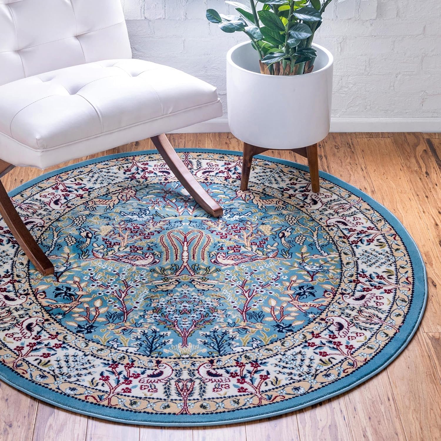 Rugs.com Rabia Collection Rug – 4' x 6' Oval Blue Low Rug Perfect for Living Rooms, Large Dining Rooms, Open Floorplans