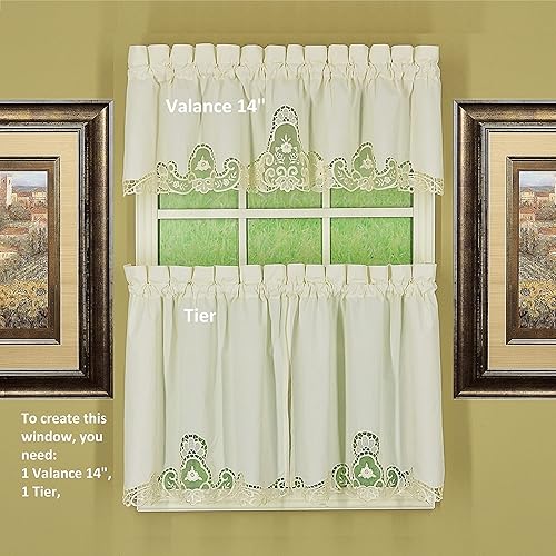 Miniatura 5 de Today's Curtain Annabelle Cenefa de macramé de 14 pulgadas, color crudo, 60 pulgadas de ancho x 14 pulgadas de largo