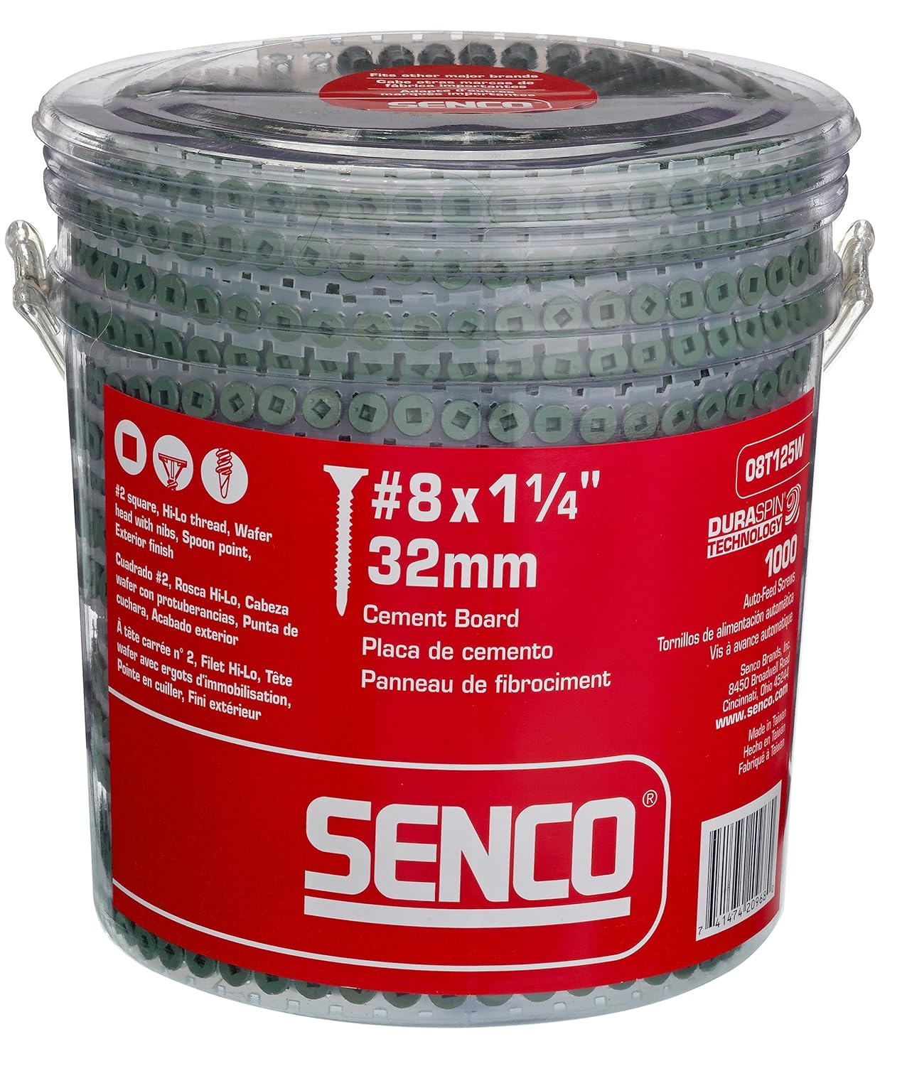 Senco 08T125W DuraSpin #8 x 1-1/4-inch, Cement Board Collated Screw, 1,000 Ct.