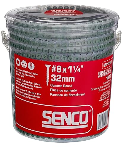 Senco 08T125W DuraSpin #8 x 1-14 pulgadas, Tornillo de tablero de cemento, 1,000 Ct.