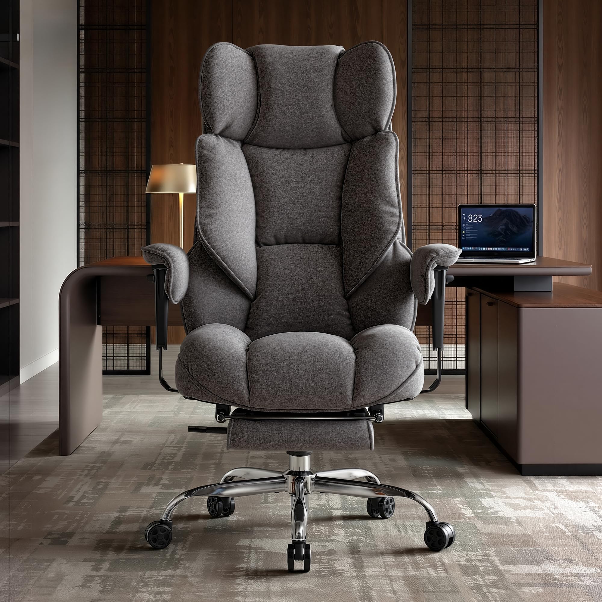 Efomao OfficestuhlFabric 200-kg Tragwirkung - Bequemer mit Lumbarkissen & Fußstütze - Dettaglio