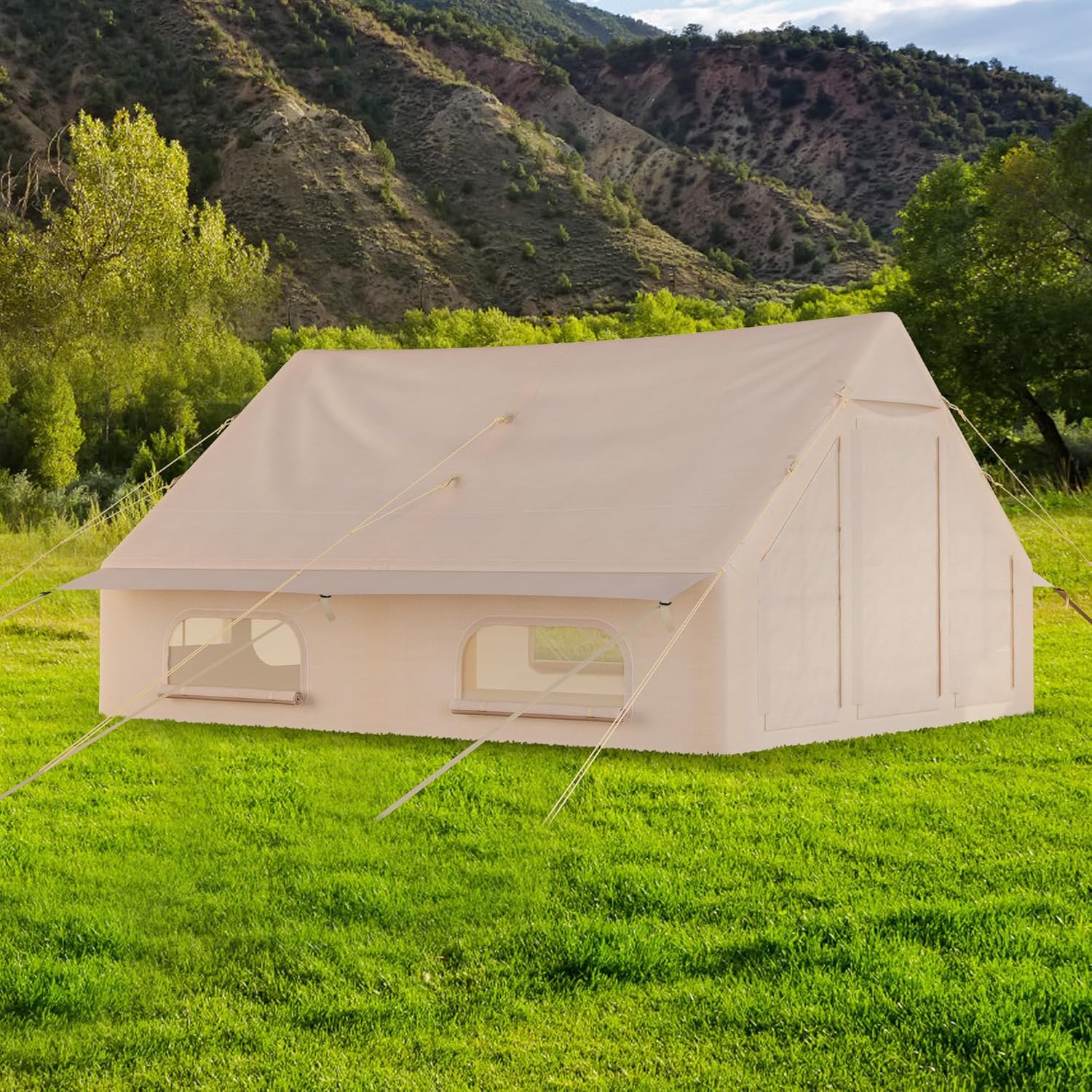 GarveeHome Inflatable Tents for Camping, Large Blow Up Tent with Hand Pump Easy Setup InflatableTent 4 Season Tent Waterproof Oxford Fabric Glamping Tents for Camping Adult 2-8 Person