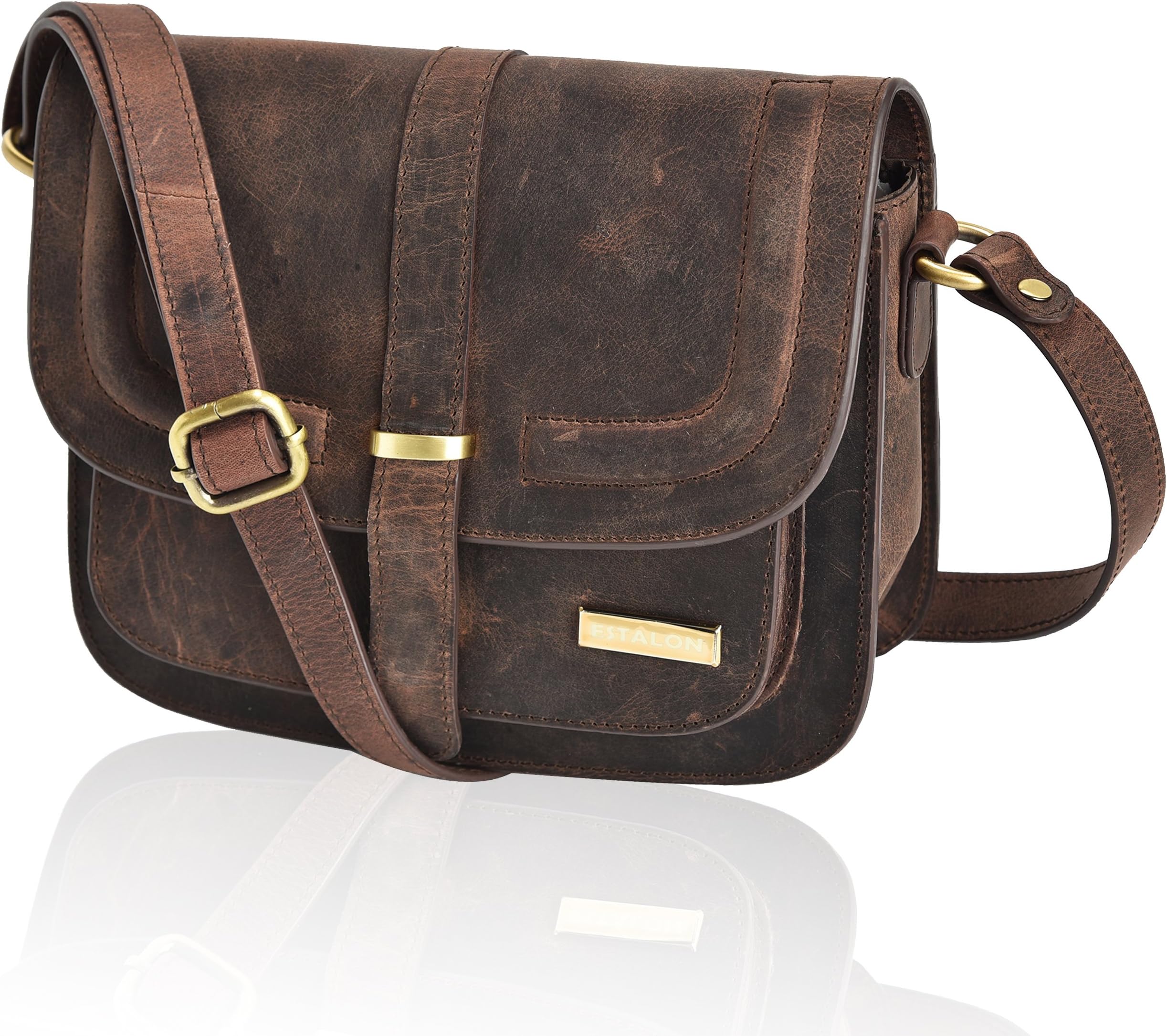 Crossbody Bags for Women - Real Leather Multi Pocket Travel Purse and Sling Bag