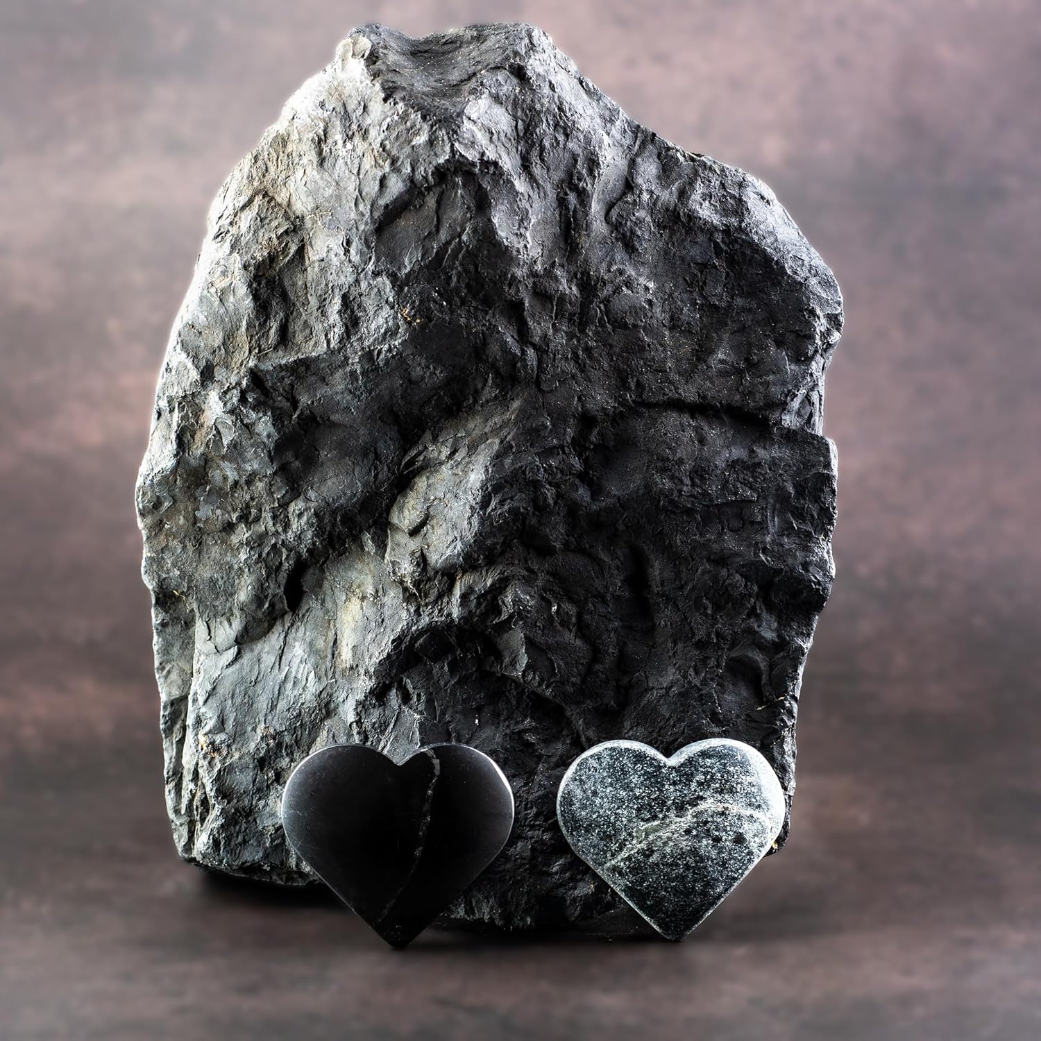 Shungite and Soapstone Heart Harmonizers - Real Shungite - Healing Crystals for Chakra Reiki Balancing Meditation Relieve Anxiety and Stress - Pocket Harmonizers Good Luck