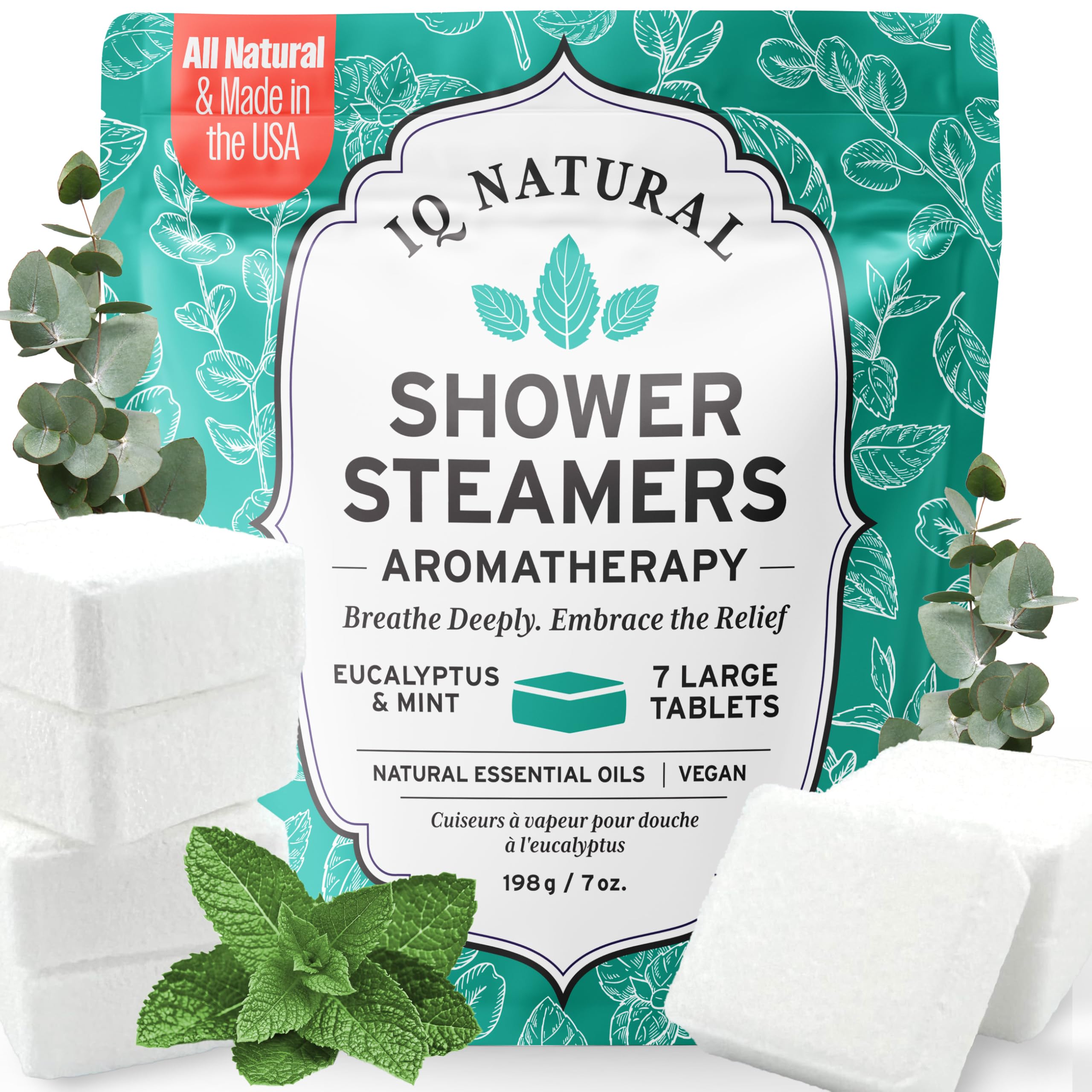 Eucalyptus Shower Steamers Aromatherapy for Women, Shower Bombs, Tablets, Menthol Scent, Organic Gift Set