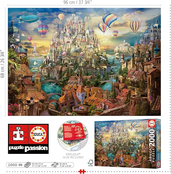 Educa - Yetişkinler için 2000 Parça Yapboz | Dreams City. Boyut: 96 x 68 cm Tutkal Düzeltme Yapboz içerir. 14 Yaşından itibaren (19944)
