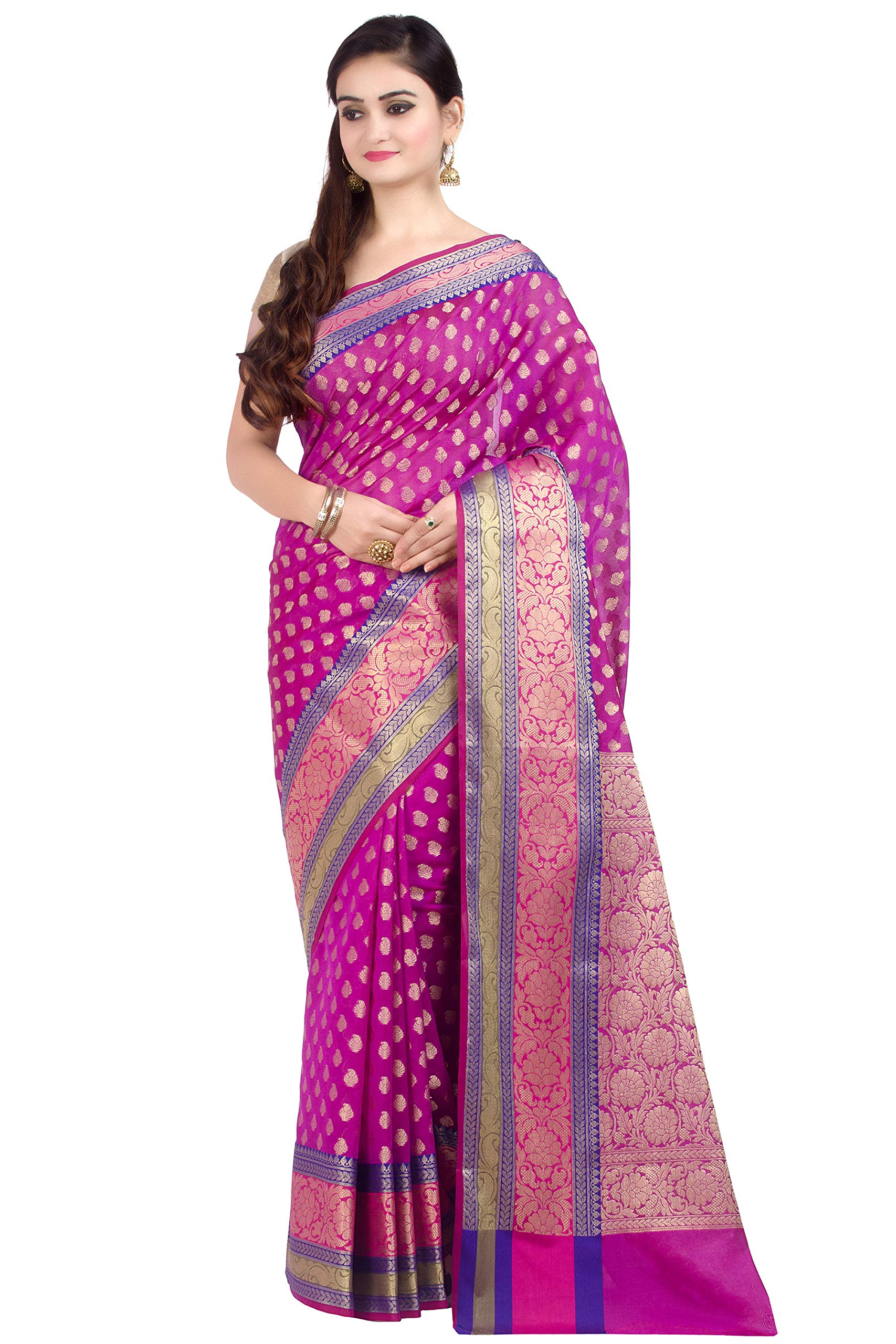 Chandrakala Banarasi Saree for Women with Unstitched Blouse Piece Indian Wear (1080)
