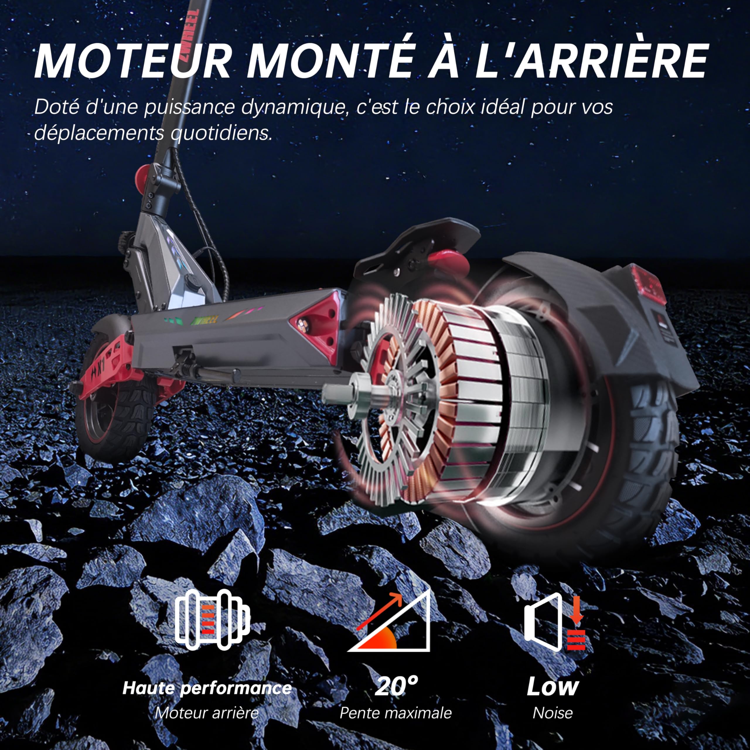 D3 Patinete Eléctrico Adulto Todo Terreno, Patinete con Batería 48V 15Ah de Gran Autonomía, Neumáticos de Vacío 10 Pulgadas, Doble Suspensión de Resorte & Frenos de Disco Fiable